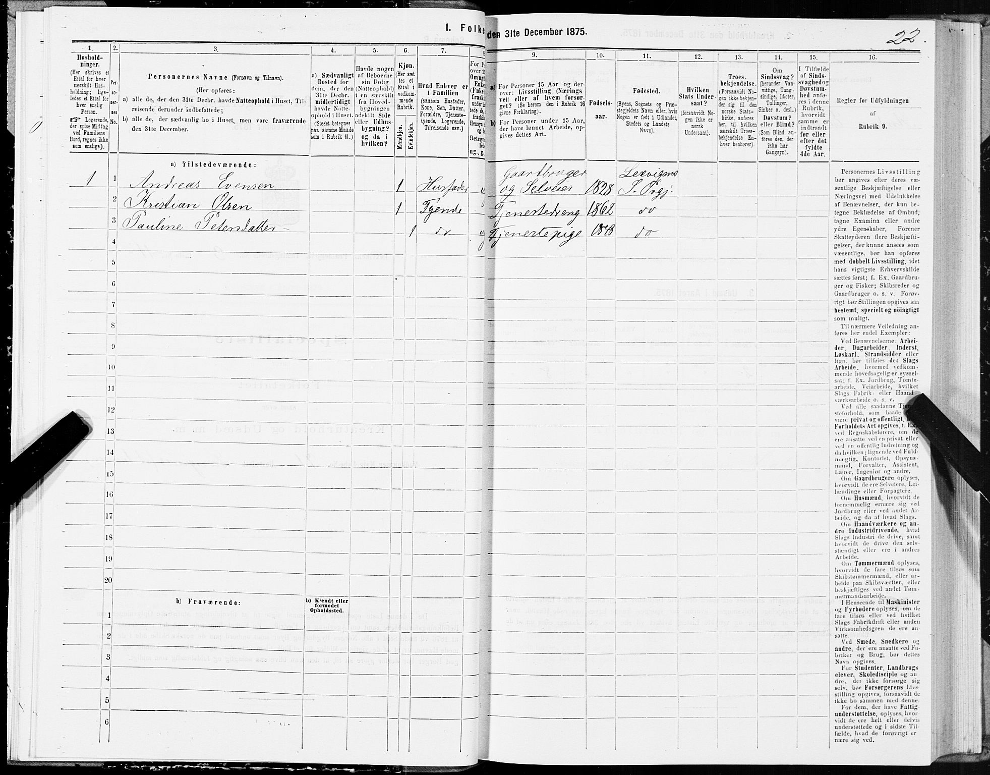 SAT, 1875 census for 1718P Leksvik, 1875, p. 2022