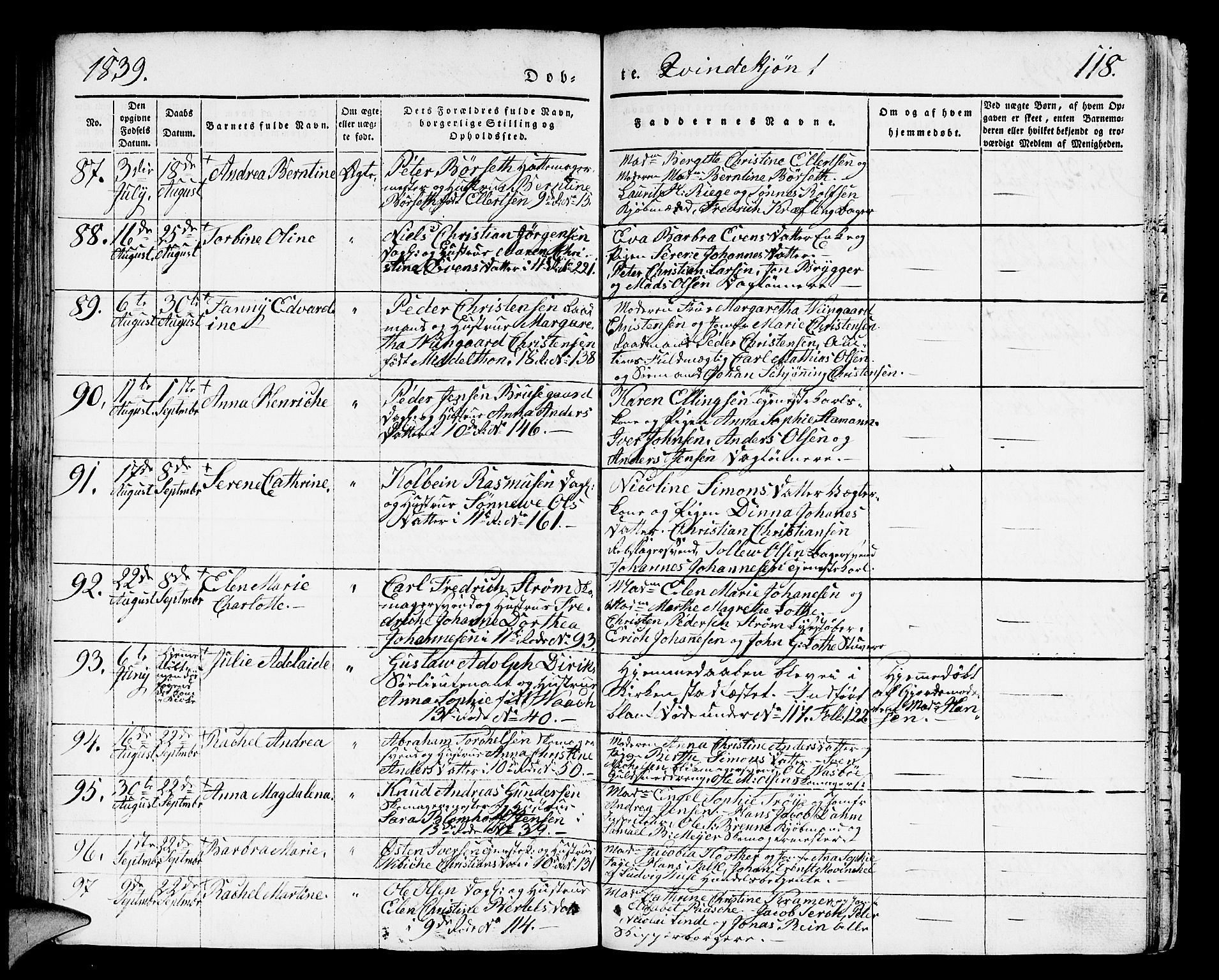 Domkirken sokneprestembete, AV/SAB-A-74801/H/Hab/L0008: Parish register (copy) no. B 1, 1836-1841, p. 118