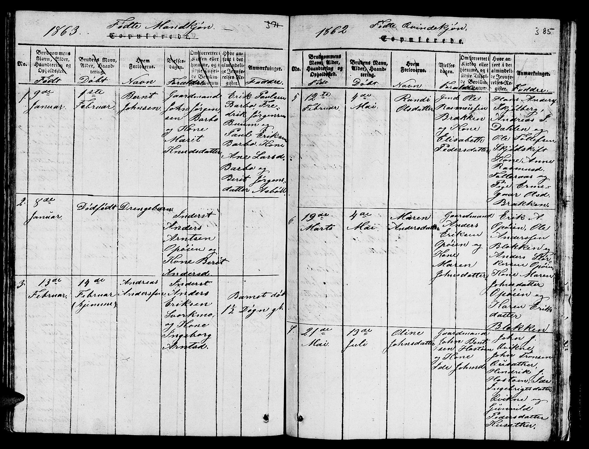 Ministerialprotokoller, klokkerbøker og fødselsregistre - Sør-Trøndelag, SAT/A-1456/671/L0842: Parish register (copy) no. 671C01, 1816-1867, p. 384-385