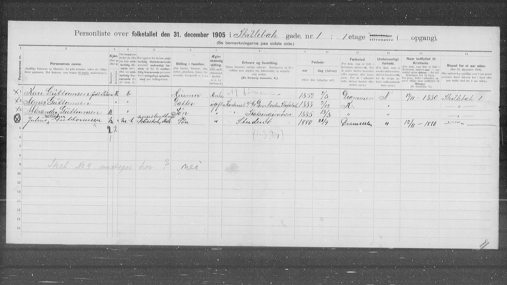 OBA, Municipal Census 1905 for Kristiania, 1905, p. 49503