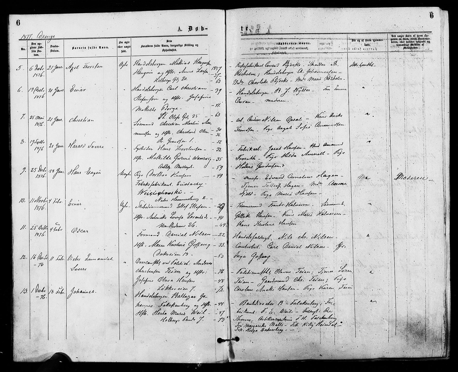 Trefoldighet prestekontor Kirkebøker, AV/SAO-A-10882/F/Fa/L0004: Parish register (official) no. I 4, 1876-1880, p. 6