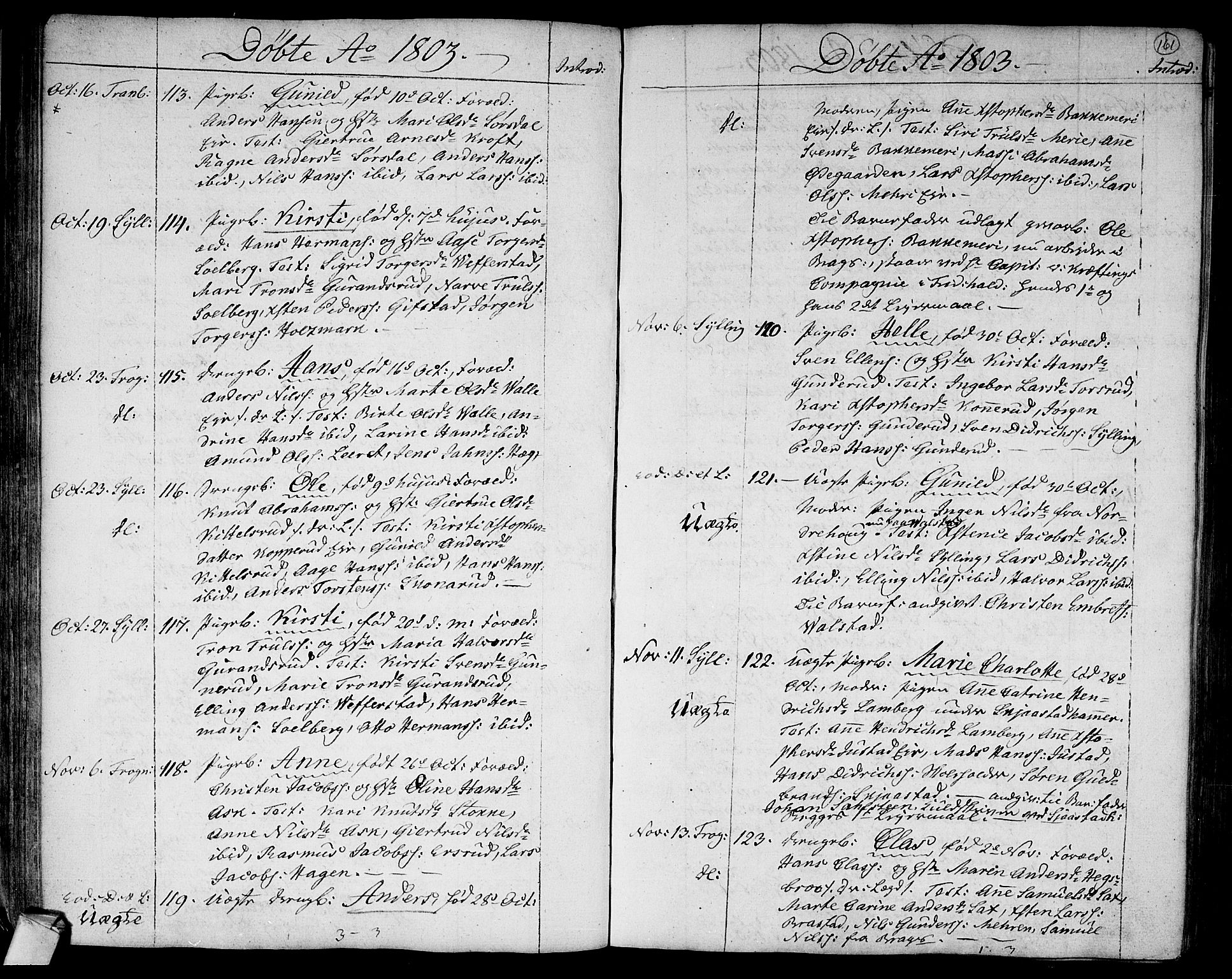 Lier kirkebøker, SAKO/A-230/F/Fa/L0007: Parish register (official) no. I 7, 1794-1813, p. 161