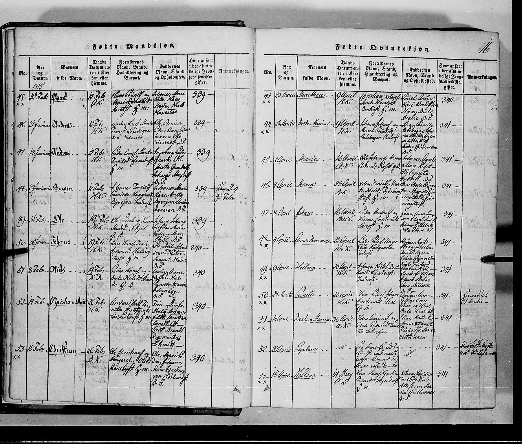 Toten prestekontor, AV/SAH-PREST-102/H/Ha/Hab/L0001: Parish register (copy) no. 1, 1814-1820, p. 16