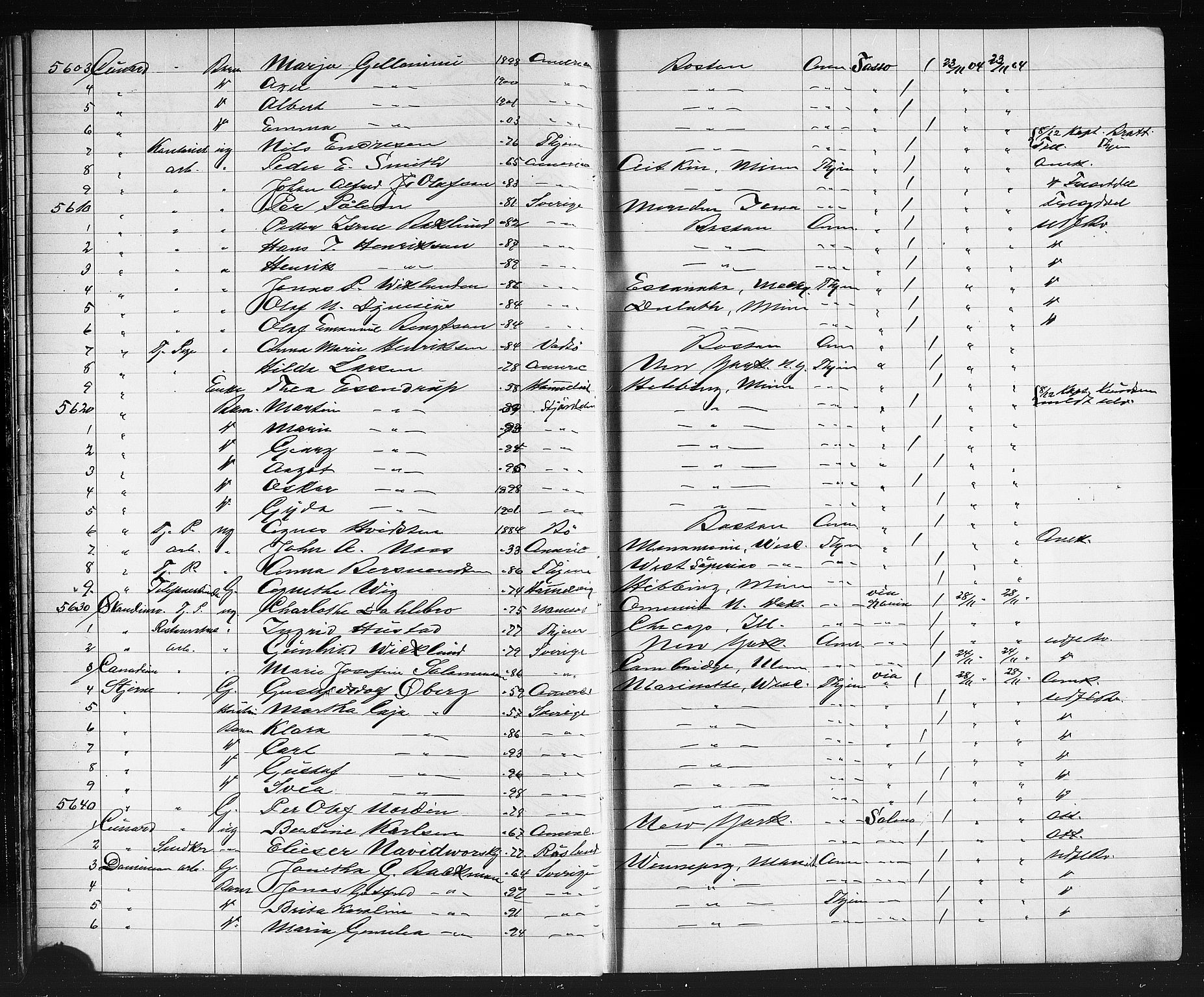 Trondheim politikammer, AV/SAT-A-1887/1/32/L0013: Emigrantprotokoll XII, 1904-1907