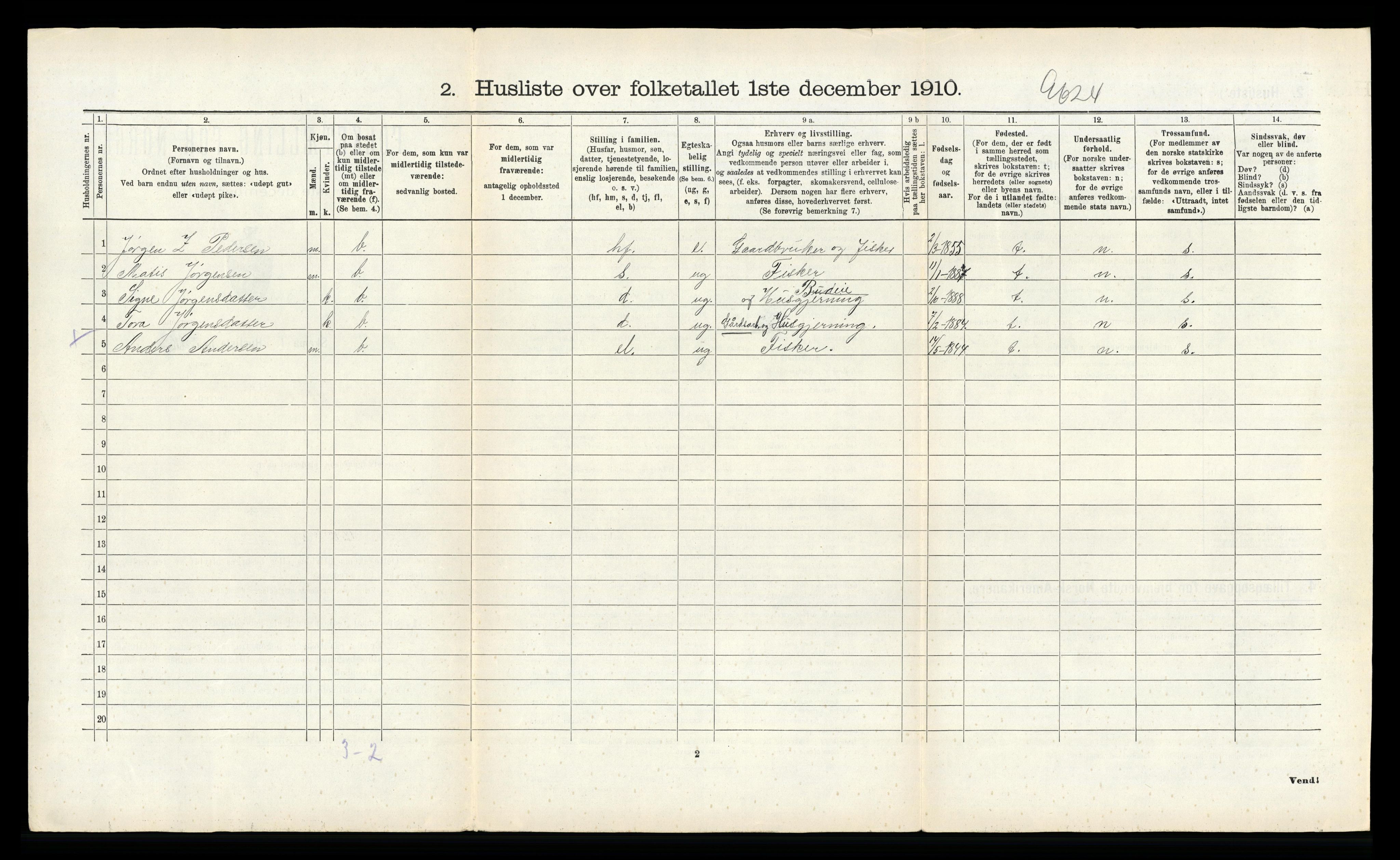 RA, 1910 census for Stamnes, 1910, p. 659