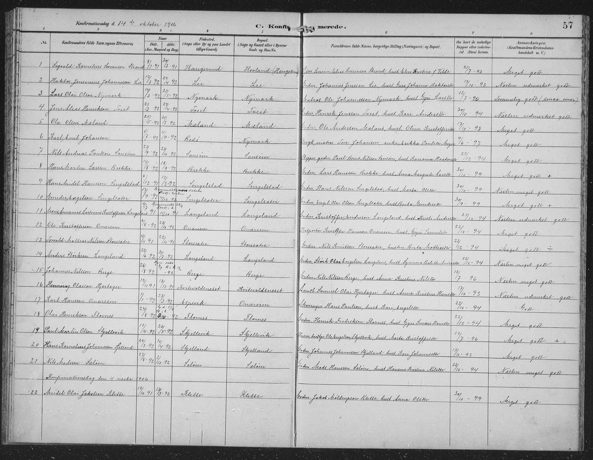 Tysnes sokneprestembete, SAB/A-78601/H/Hab: Parish register (copy) no. C 2, 1896-1907, p. 57