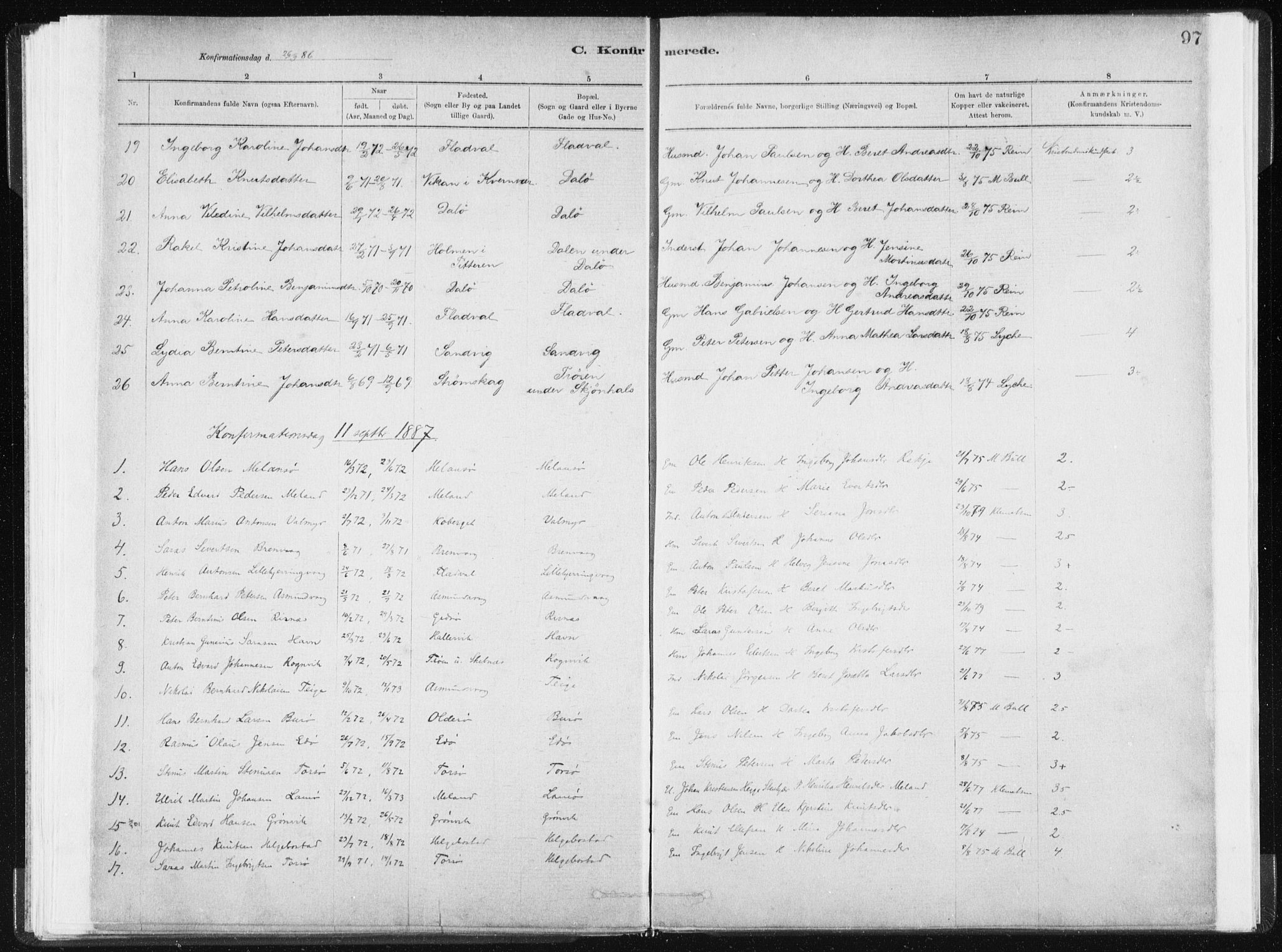 Ministerialprotokoller, klokkerbøker og fødselsregistre - Sør-Trøndelag, AV/SAT-A-1456/634/L0533: Parish register (official) no. 634A09, 1882-1901, p. 97