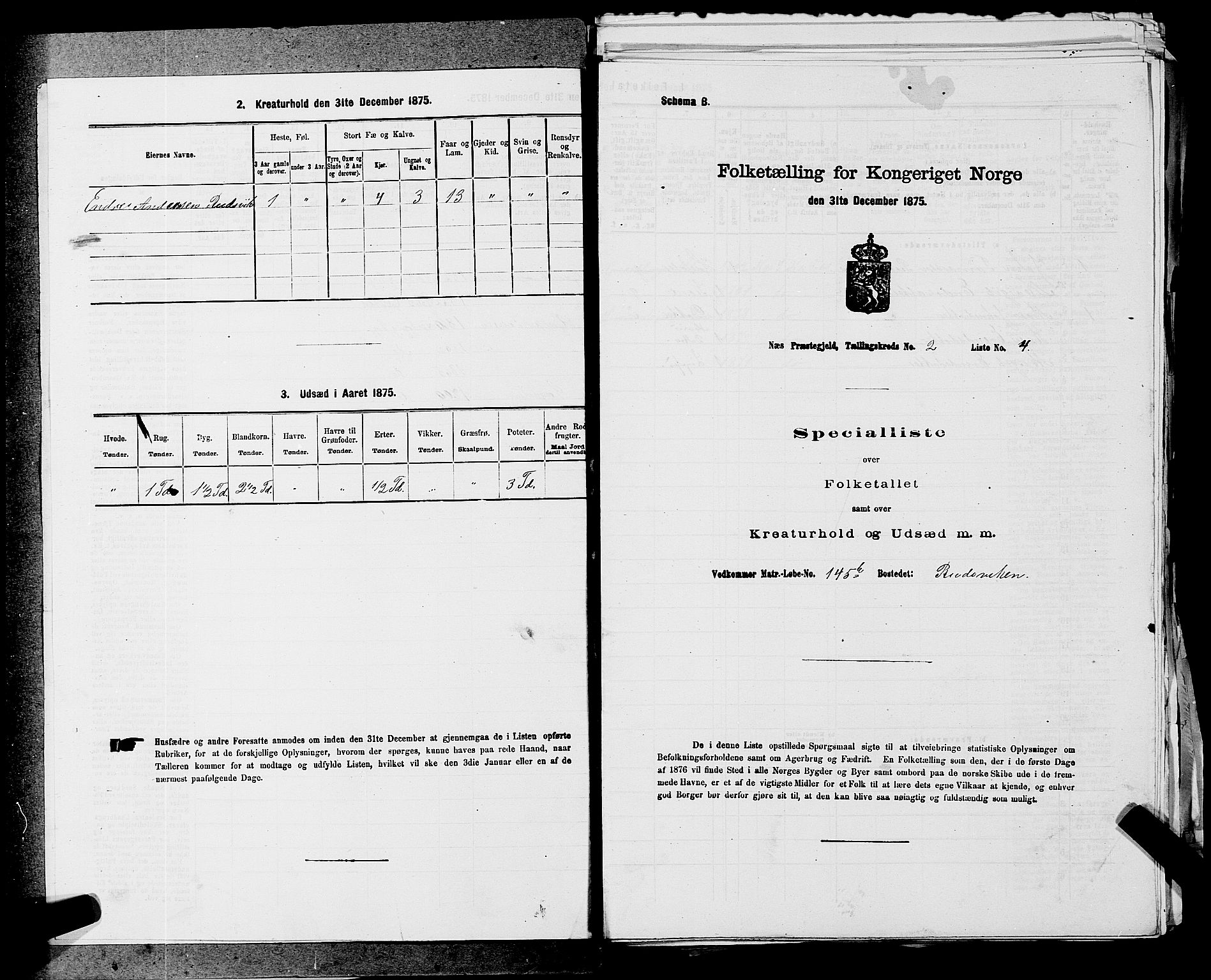 SAKO, 1875 census for 0616P Nes, 1875, p. 281