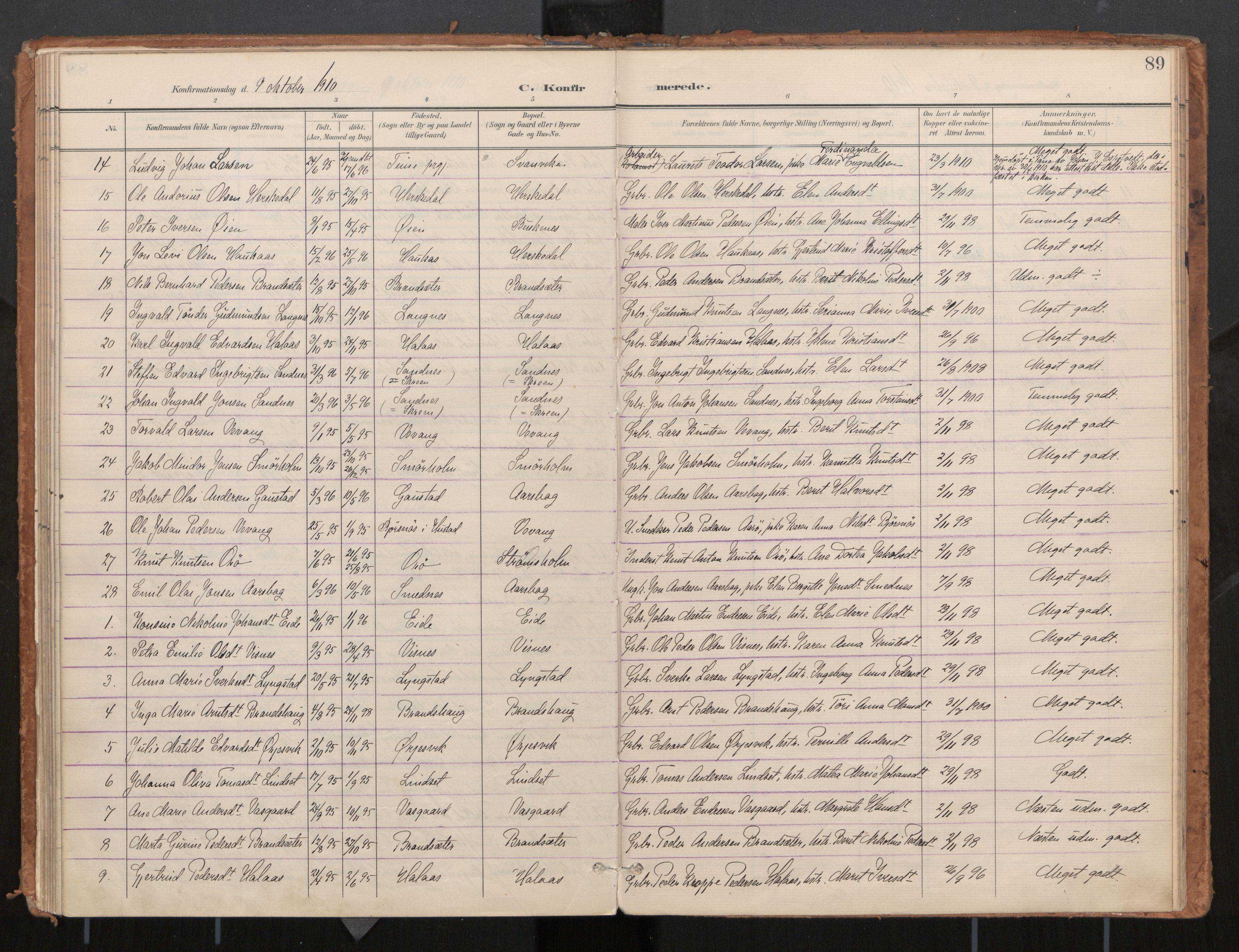 Ministerialprotokoller, klokkerbøker og fødselsregistre - Møre og Romsdal, AV/SAT-A-1454/571/L0836a: Parish register (official) no. 571A02, 1898-1910, p. 89