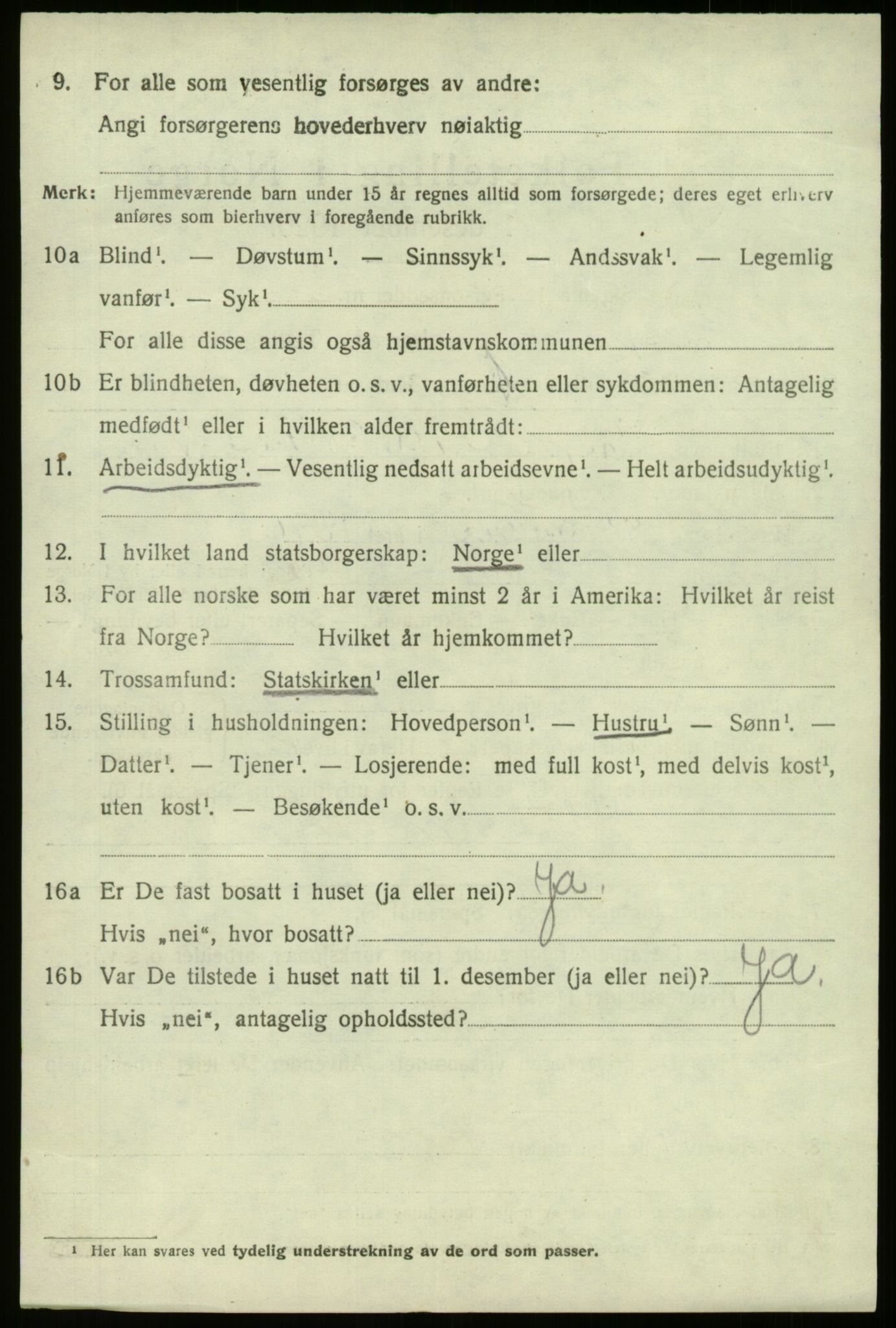 SAB, 1920 census for Selje, 1920, p. 1536