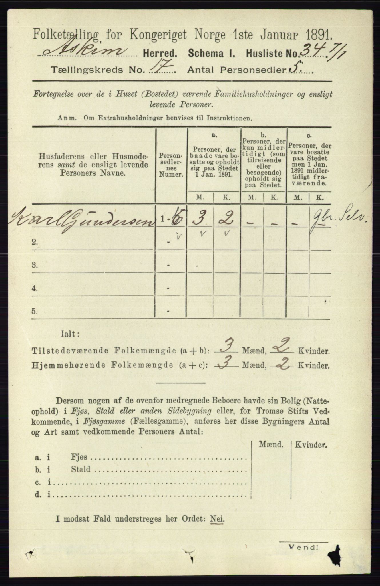 RA, 1891 census for 0124 Askim, 1891, p. 2854