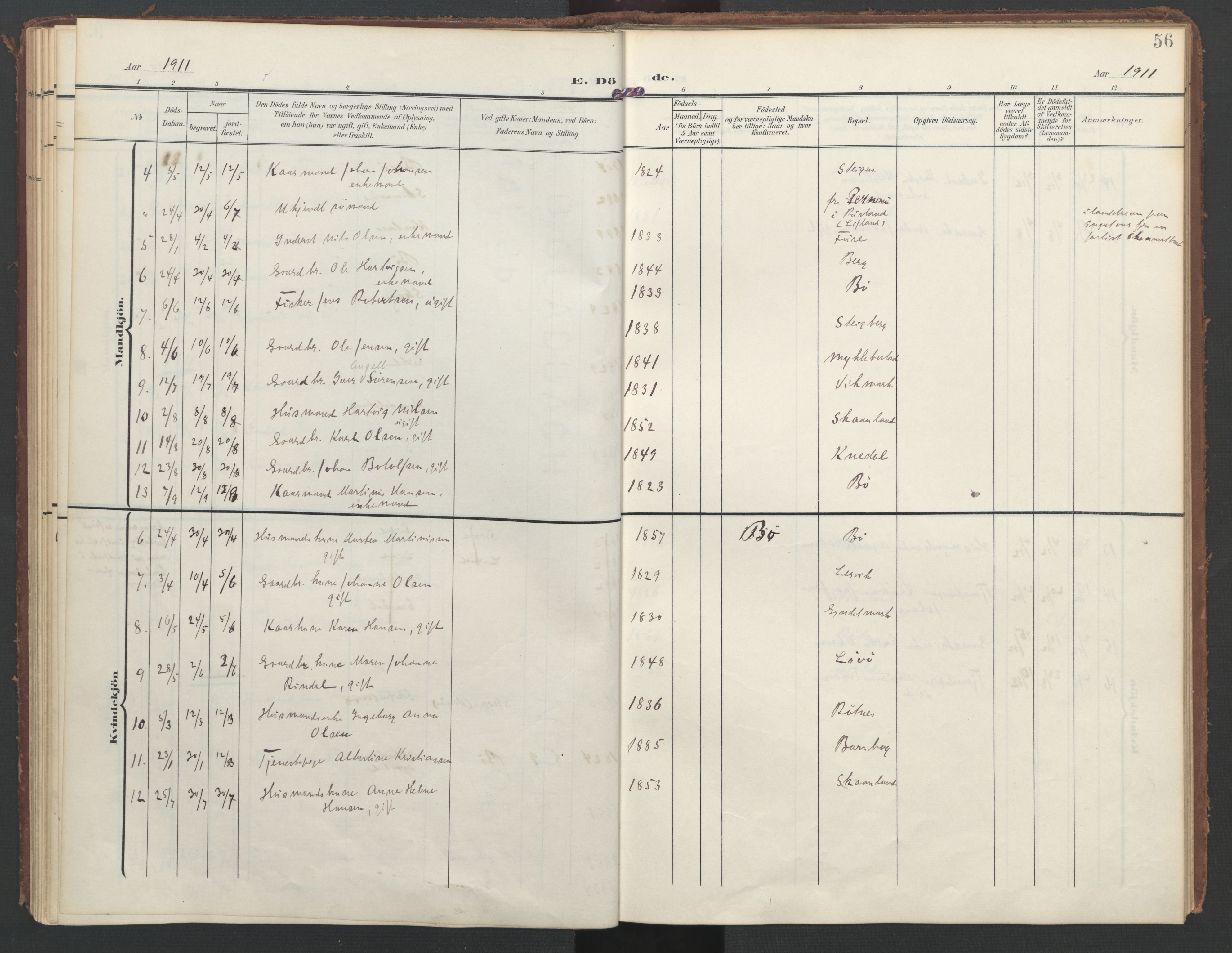 Ministerialprotokoller, klokkerbøker og fødselsregistre - Nordland, AV/SAT-A-1459/855/L0806: Parish register (official) no. 855A14, 1906-1922, p. 56