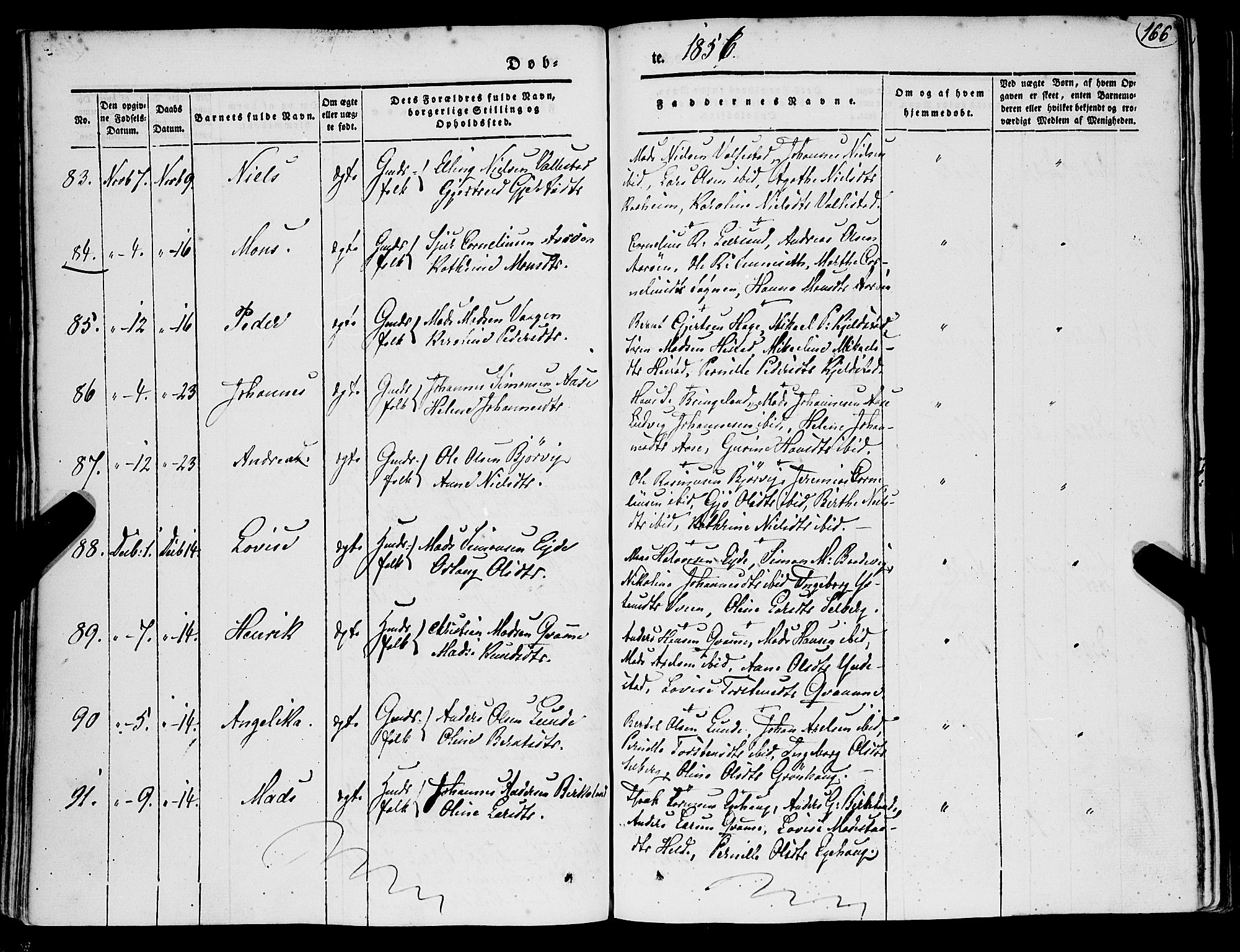 Gaular sokneprestembete, SAB/A-80001/H/Haa: Parish register (official) no. A 4I, 1840-1859, p. 166