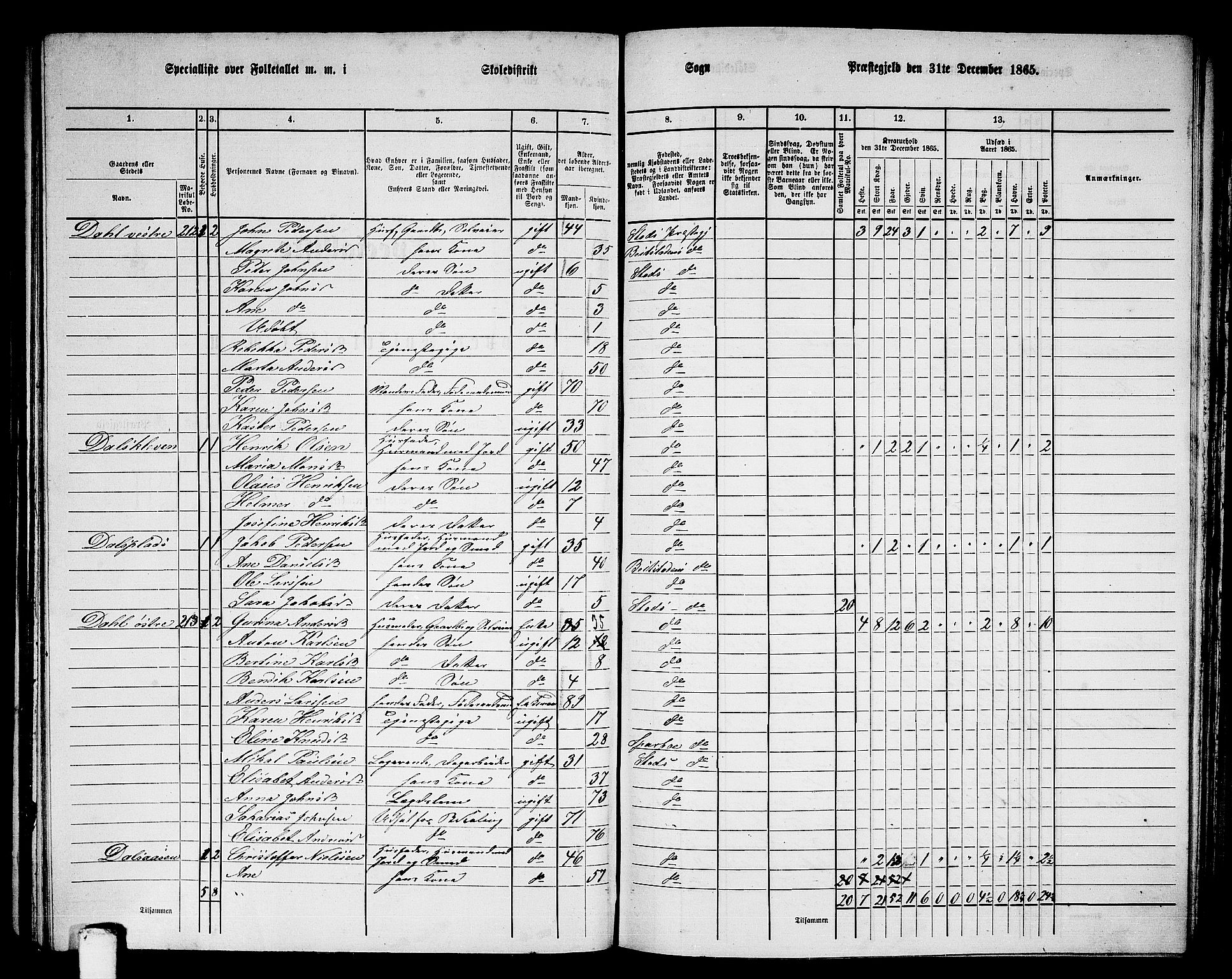 RA, 1865 census for Stod, 1865, p. 121