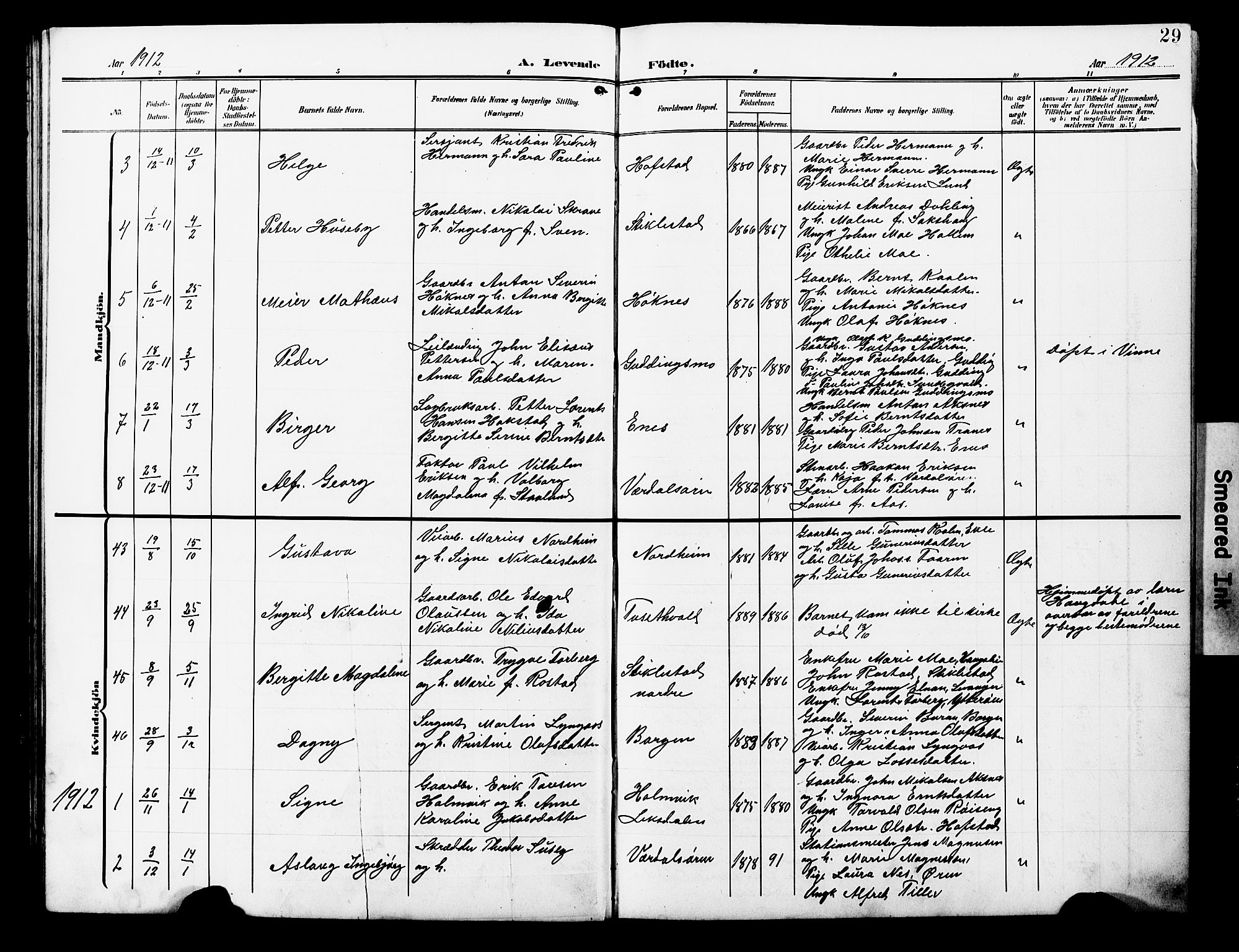 Ministerialprotokoller, klokkerbøker og fødselsregistre - Nord-Trøndelag, SAT/A-1458/723/L0258: Parish register (copy) no. 723C06, 1908-1927, p. 29