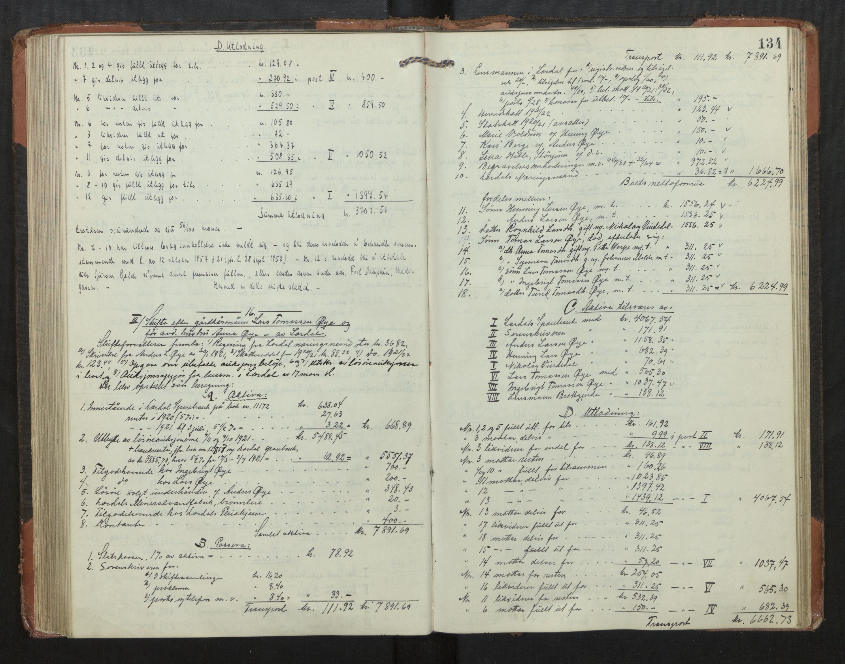 Indre Sogn tingrett, AV/SAB-A-3301/1/H/Hd/L0008: Skifteutlodningsprotokoll 8, 1912-1923, p. 133b-134a