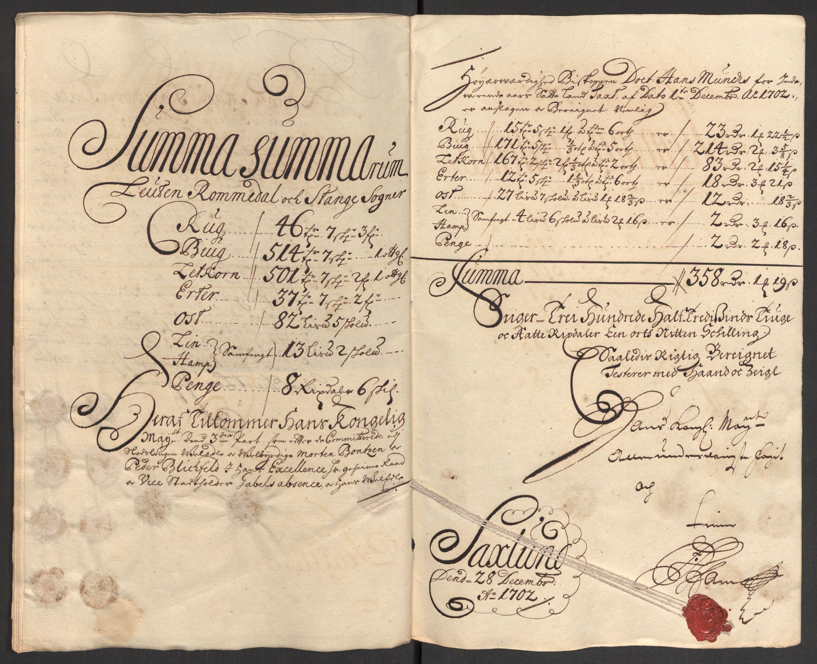 Rentekammeret inntil 1814, Reviderte regnskaper, Fogderegnskap, AV/RA-EA-4092/R16/L1040: Fogderegnskap Hedmark, 1701-1702, p. 265