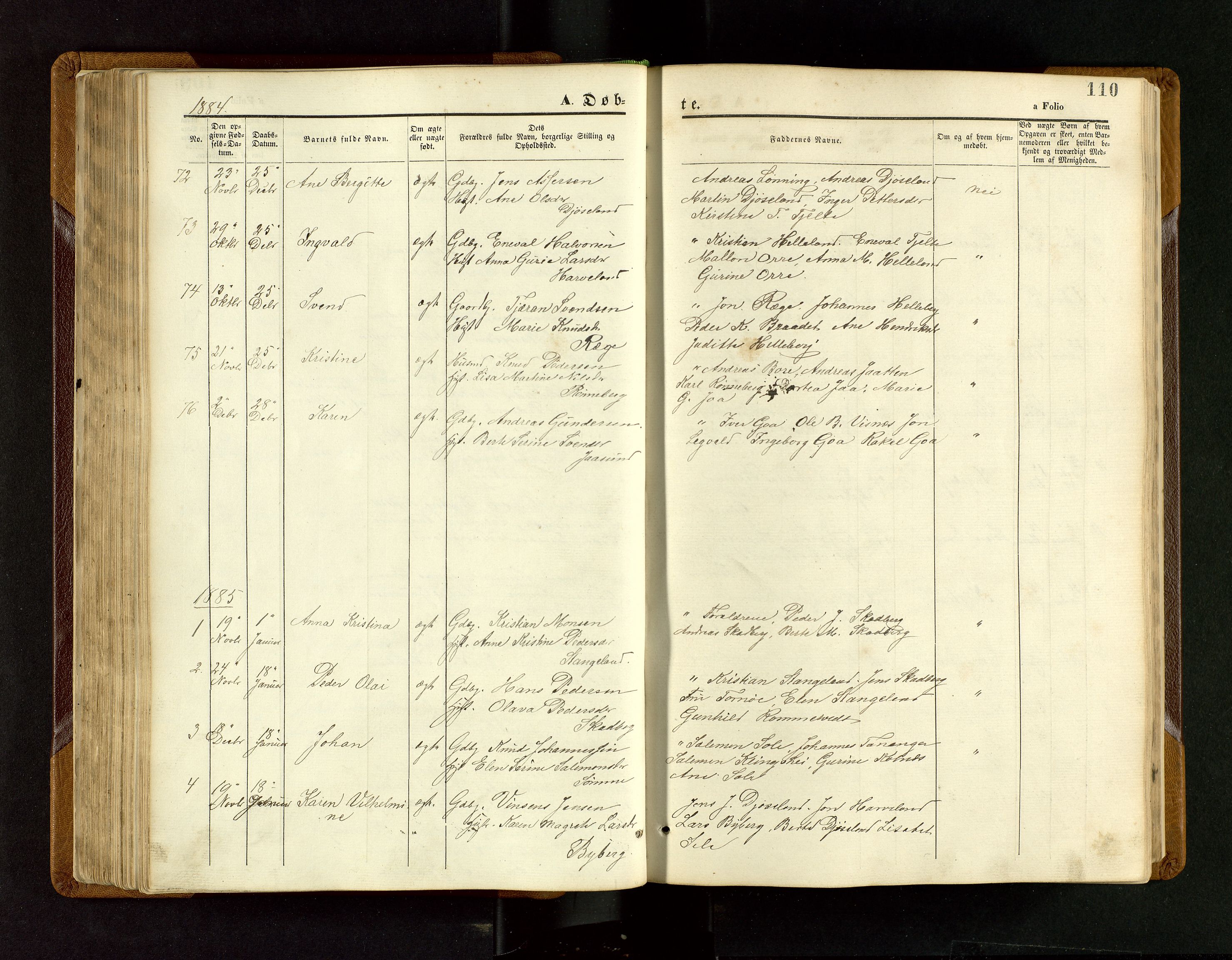 Håland sokneprestkontor, SAST/A-101802/001/30BB/L0003: Parish register (copy) no. B 3, 1873-1893, p. 110