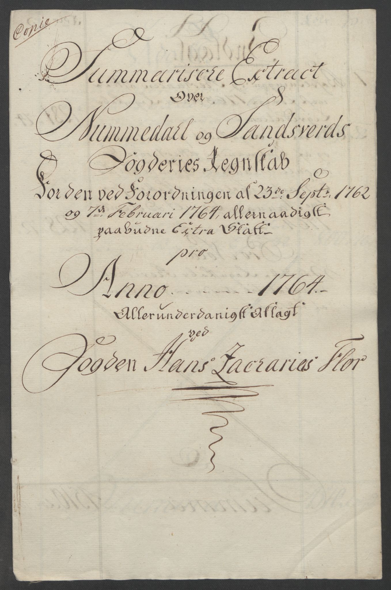 Rentekammeret inntil 1814, Reviderte regnskaper, Fogderegnskap, AV/RA-EA-4092/R24/L1672: Ekstraskatten Numedal og Sandsvær, 1762-1767, p. 217