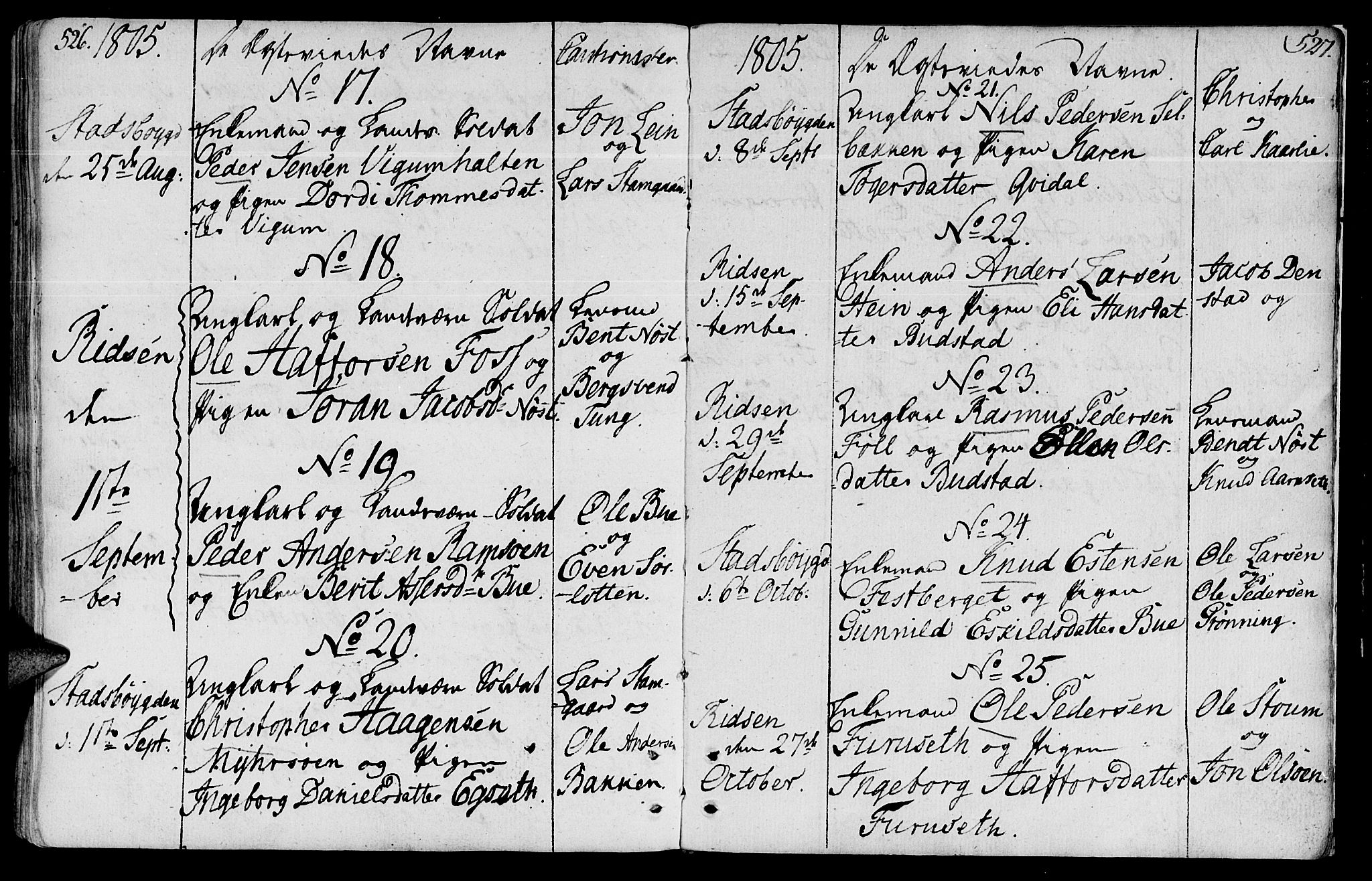 Ministerialprotokoller, klokkerbøker og fødselsregistre - Sør-Trøndelag, SAT/A-1456/646/L0606: Parish register (official) no. 646A04, 1791-1805, p. 526-527