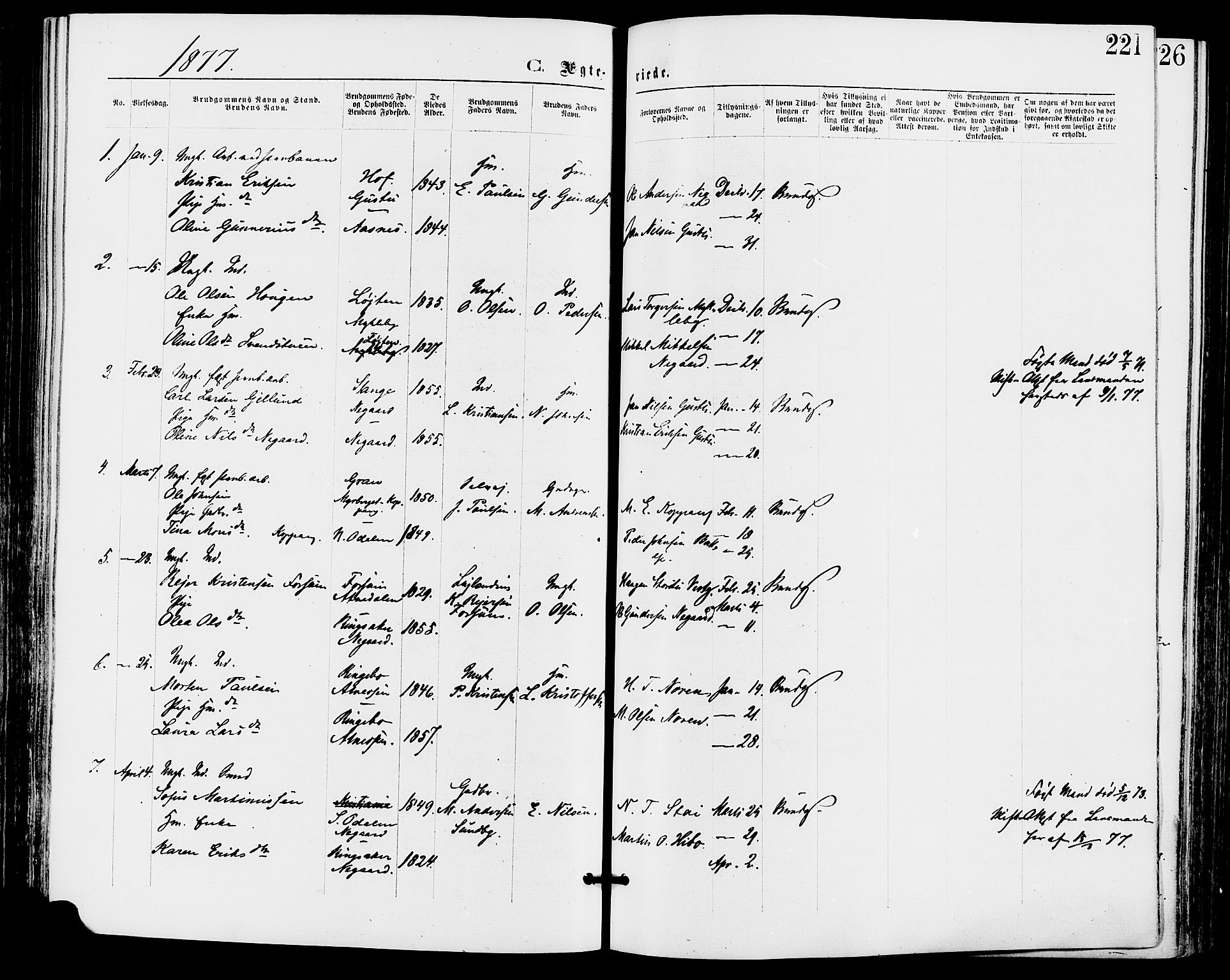 Stor-Elvdal prestekontor, SAH/PREST-052/H/Ha/Haa/L0001: Parish register (official) no. 1, 1871-1882, p. 221