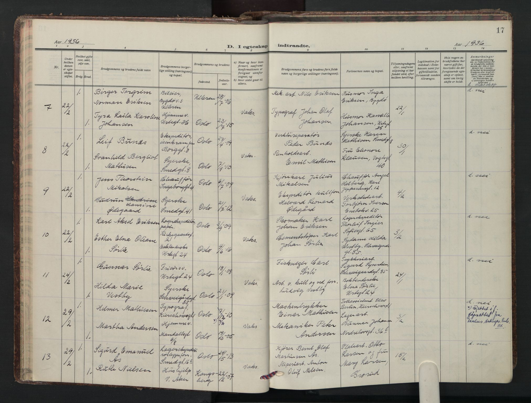 Grønland prestekontor Kirkebøker, AV/SAO-A-10848/F/Fa/L0020: Parish register (official) no. 20, 1935-1946, p. 17