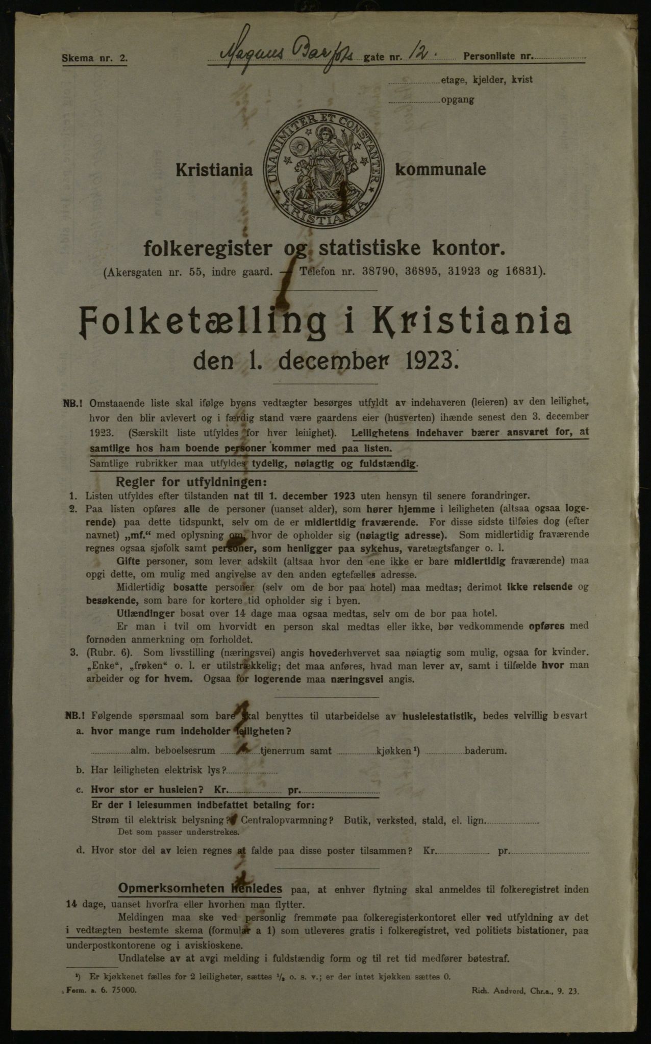 OBA, Municipal Census 1923 for Kristiania, 1923, p. 65665