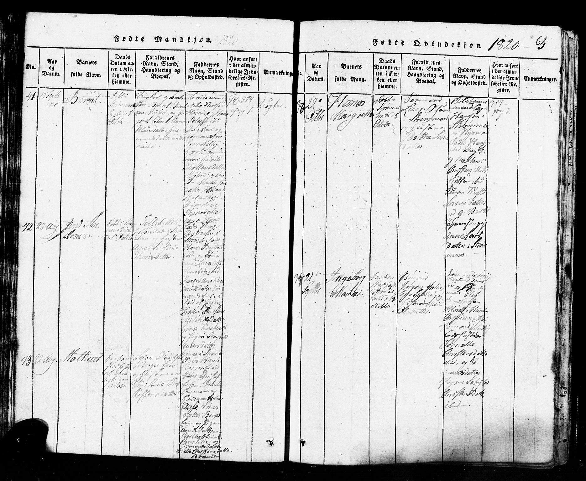 Hurum kirkebøker, AV/SAKO-A-229/G/Ga/L0001: Parish register (copy) no. I 1, 1816-1826, p. 63