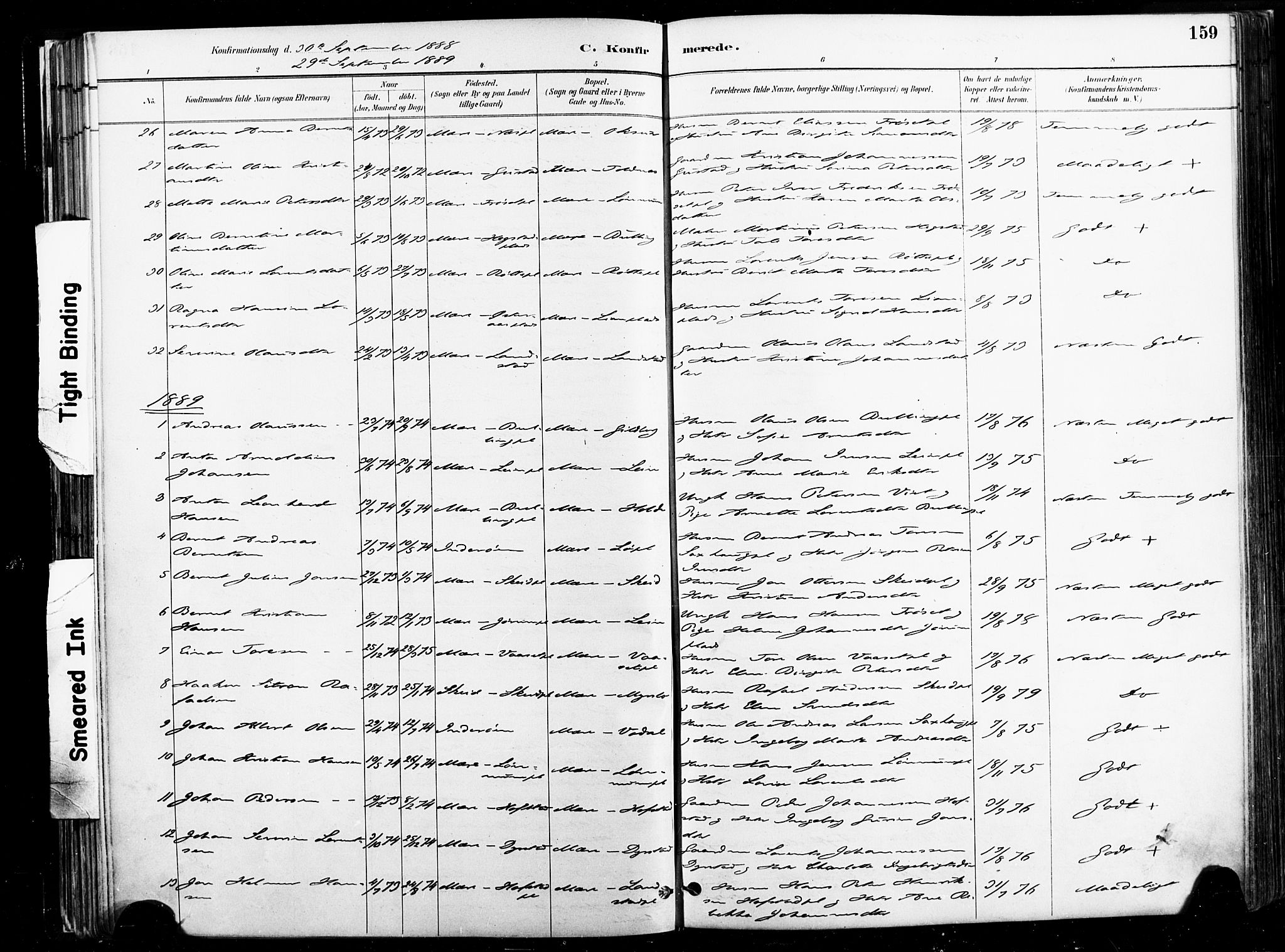 Ministerialprotokoller, klokkerbøker og fødselsregistre - Nord-Trøndelag, SAT/A-1458/735/L0351: Parish register (official) no. 735A10, 1884-1908, p. 159