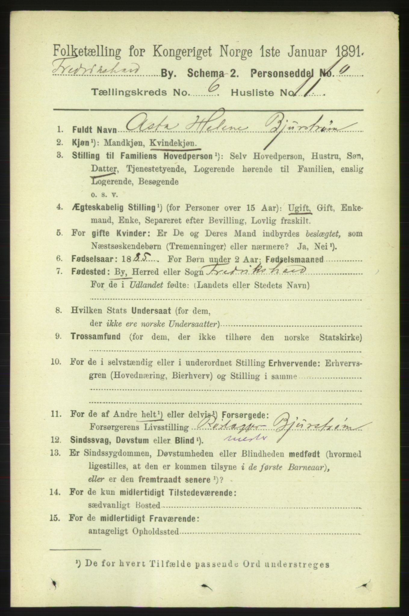 RA, 1891 census for 0101 Fredrikshald, 1891, p. 4671