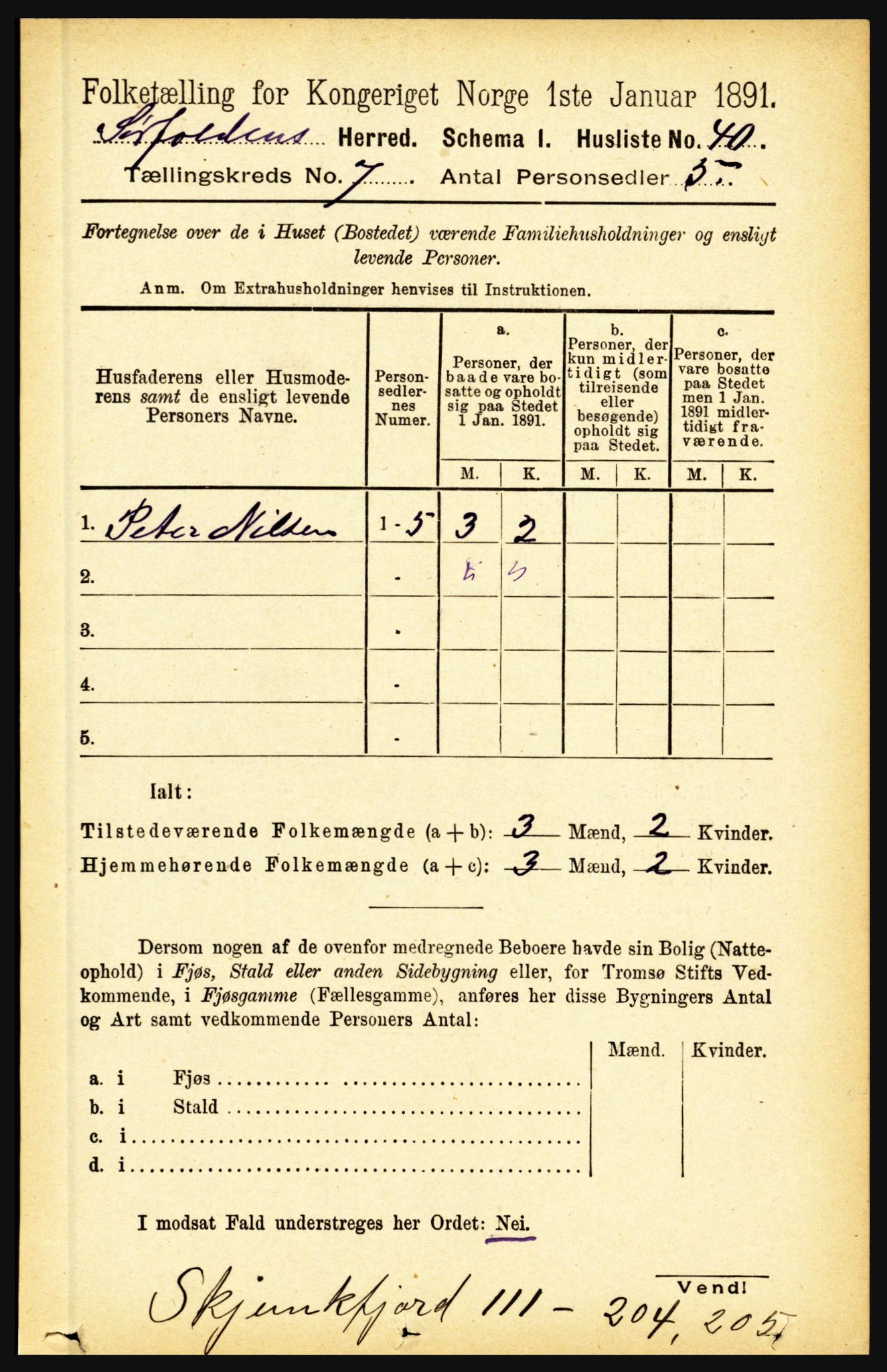 RA, 1891 census for 1845 Sørfold, 1891, p. 2189