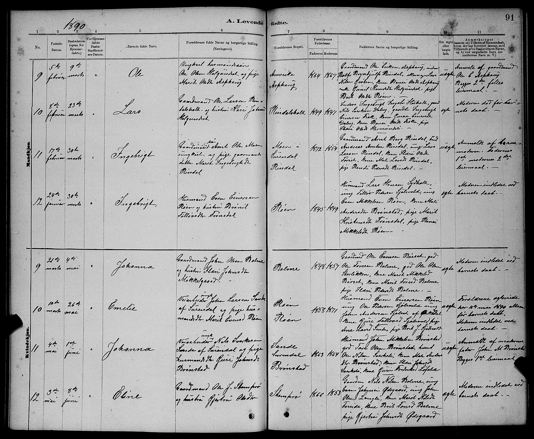 Ministerialprotokoller, klokkerbøker og fødselsregistre - Møre og Romsdal, AV/SAT-A-1454/598/L1077: Parish register (copy) no. 598C02, 1879-1891, p. 91