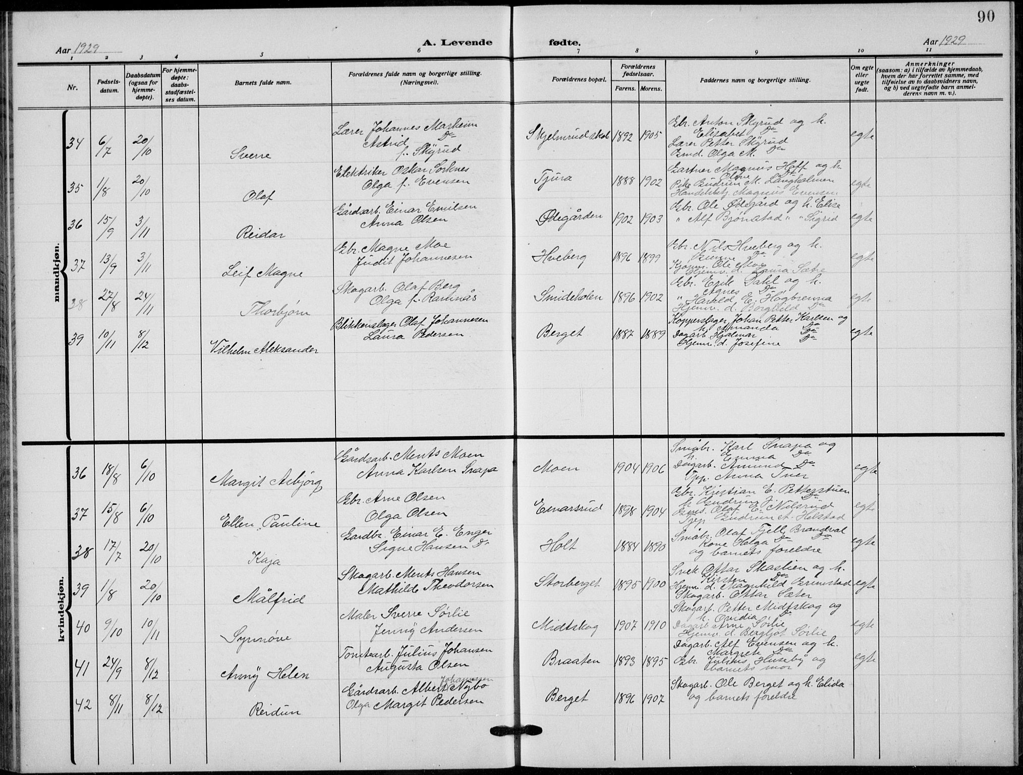 Grue prestekontor, AV/SAH-PREST-036/H/Ha/Hab/L0008: Parish register (copy) no. 8, 1921-1934, p. 90