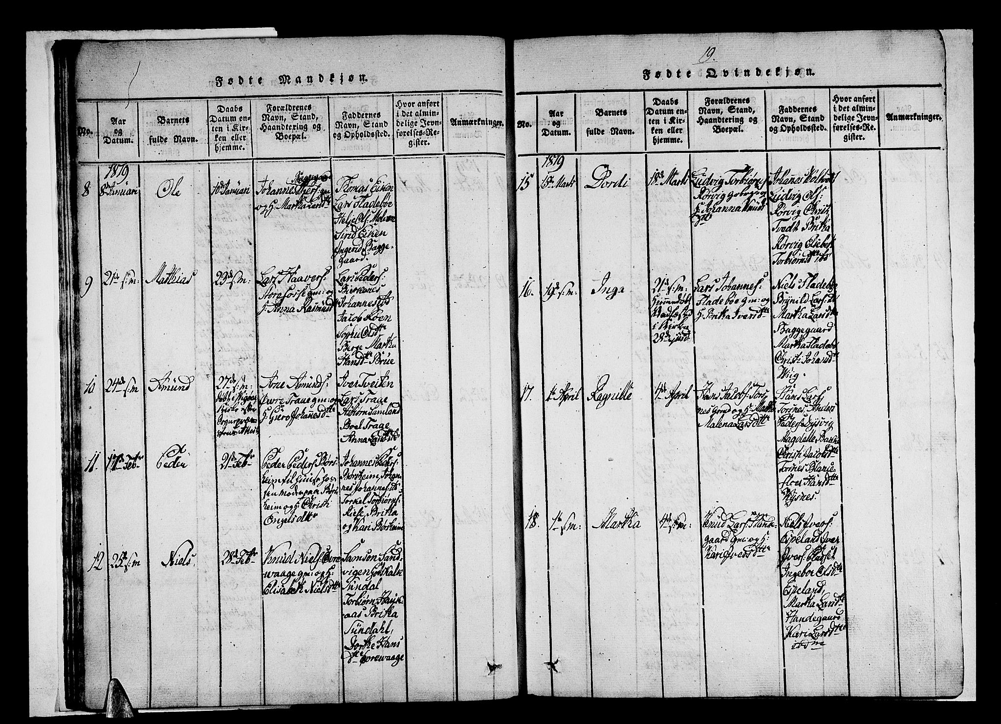 Strandebarm sokneprestembete, AV/SAB-A-78401/H/Haa: Parish register (official) no. A 5, 1816-1826, p. 19