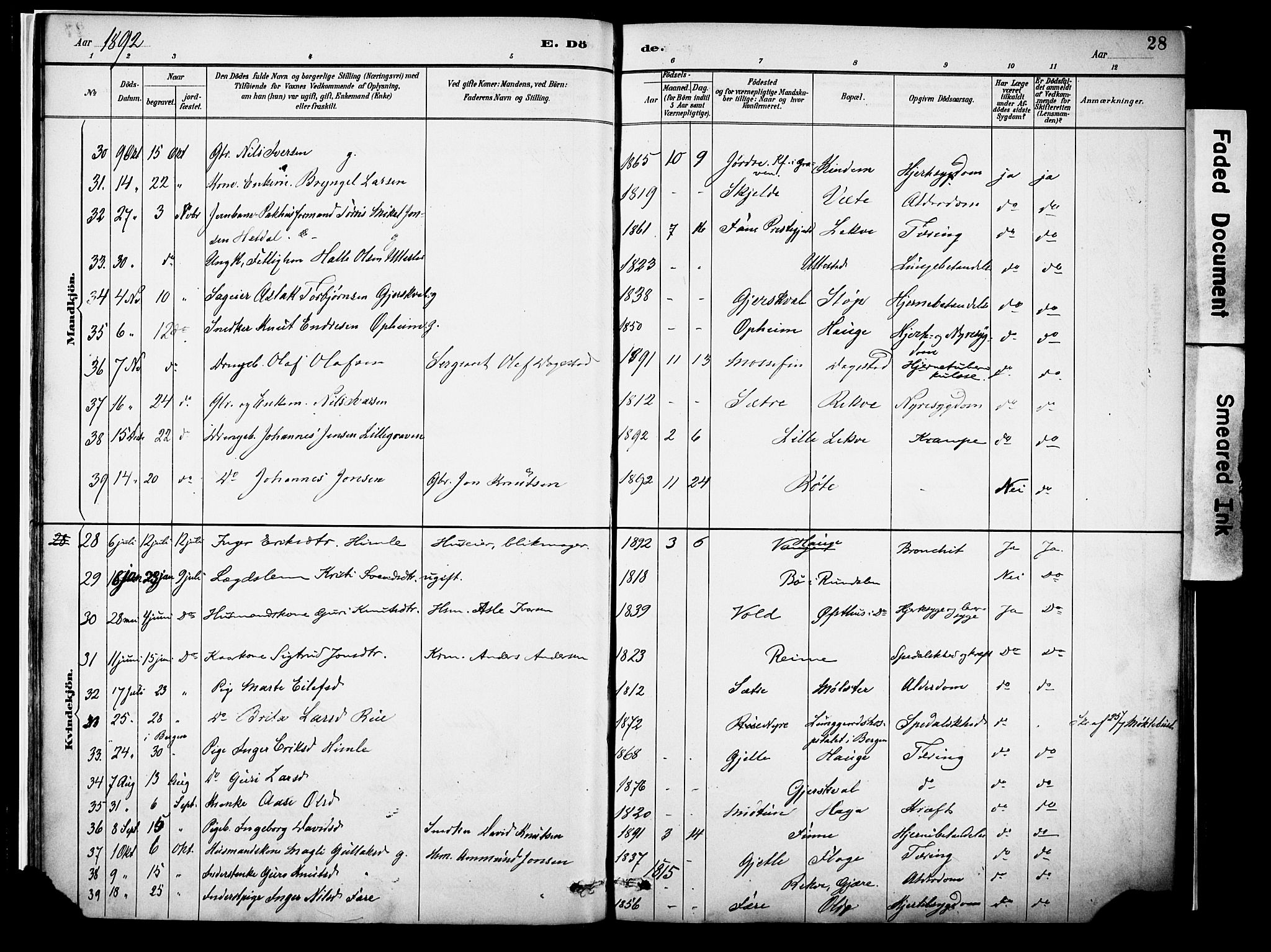 Voss sokneprestembete, SAB/A-79001/H/Haa: Parish register (official) no. A 22, 1887-1909, p. 28