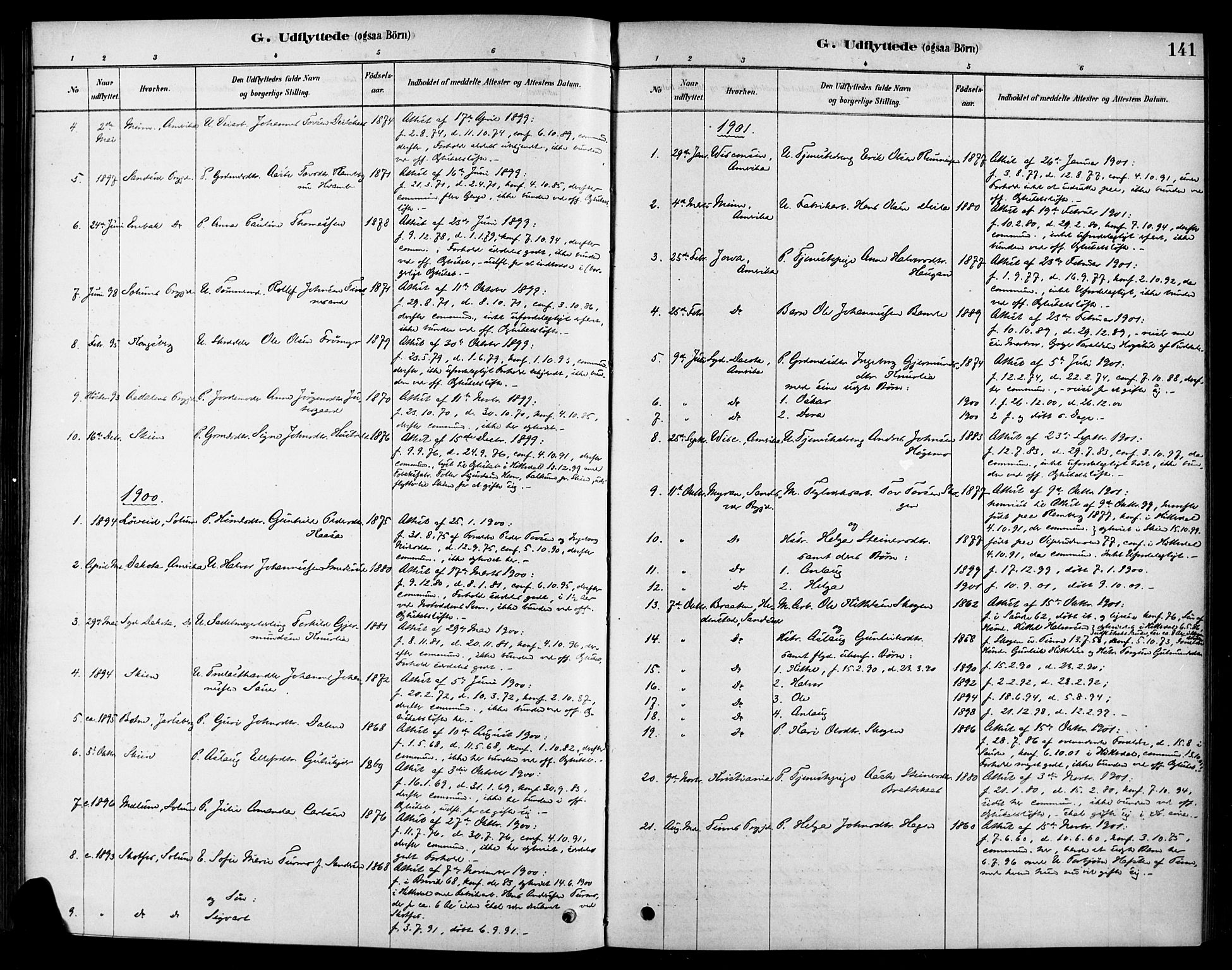Heddal kirkebøker, SAKO/A-268/F/Fa/L0009: Parish register (official) no. I 9, 1878-1903, p. 141