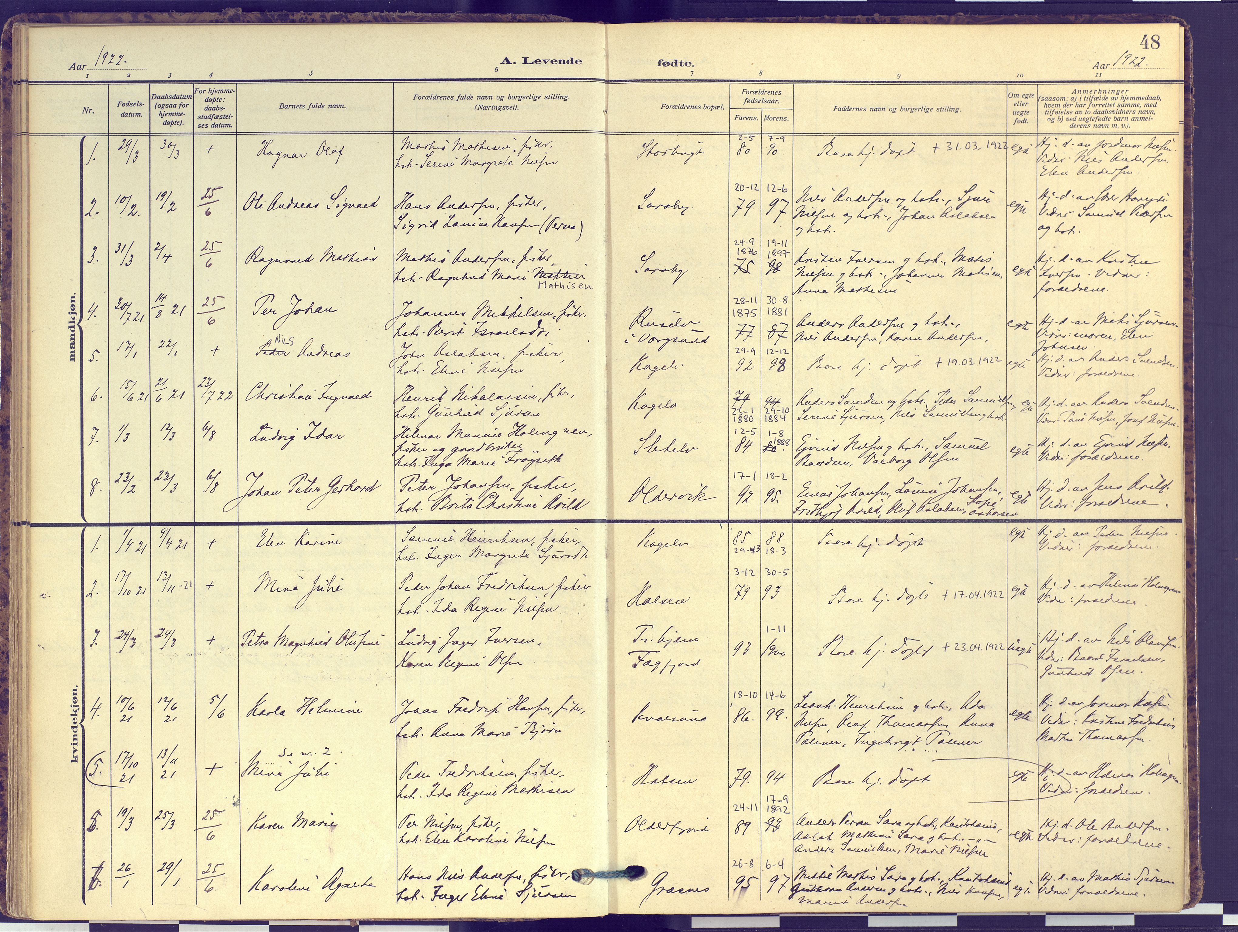 Hammerfest sokneprestkontor, AV/SATØ-S-1347/H/Ha/L0016.kirke: Parish register (official) no. 16, 1908-1923, p. 48