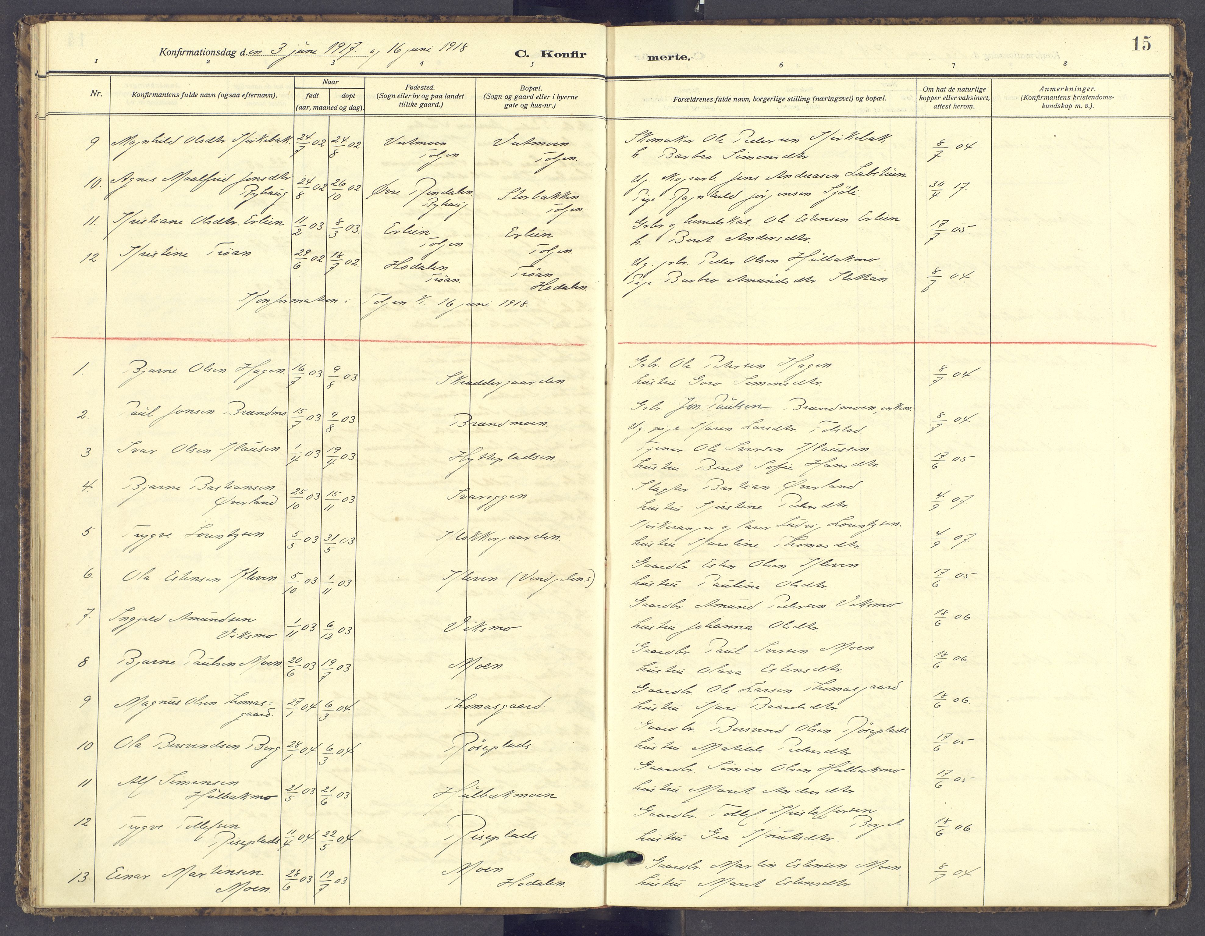 Tolga prestekontor, SAH/PREST-062/K/L0016: Parish register (official) no. 16, 1908-1957, p. 15