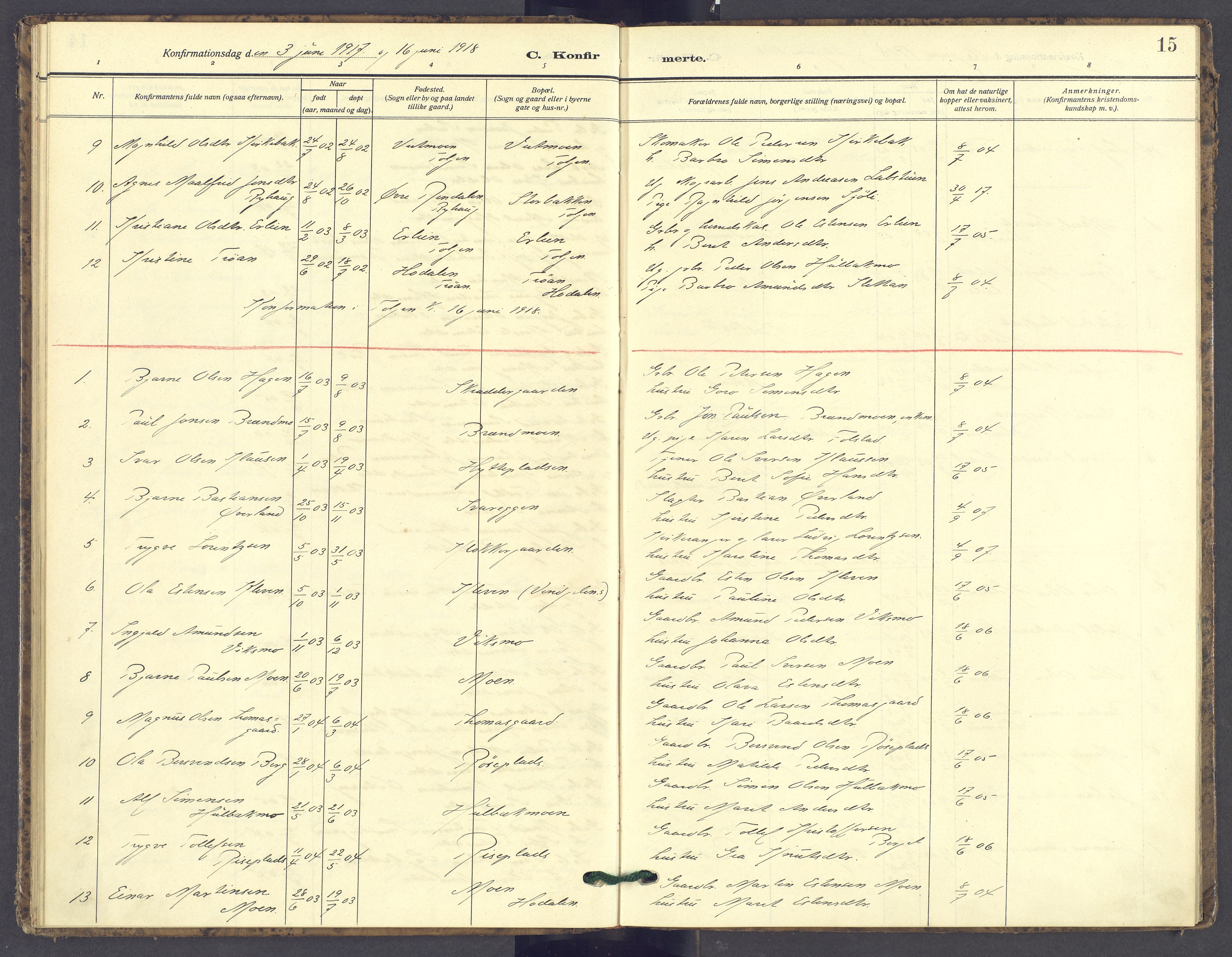 Tolga prestekontor, AV/SAH-PREST-062/K/L0016: Parish register (official) no. 16, 1908-1957, p. 15