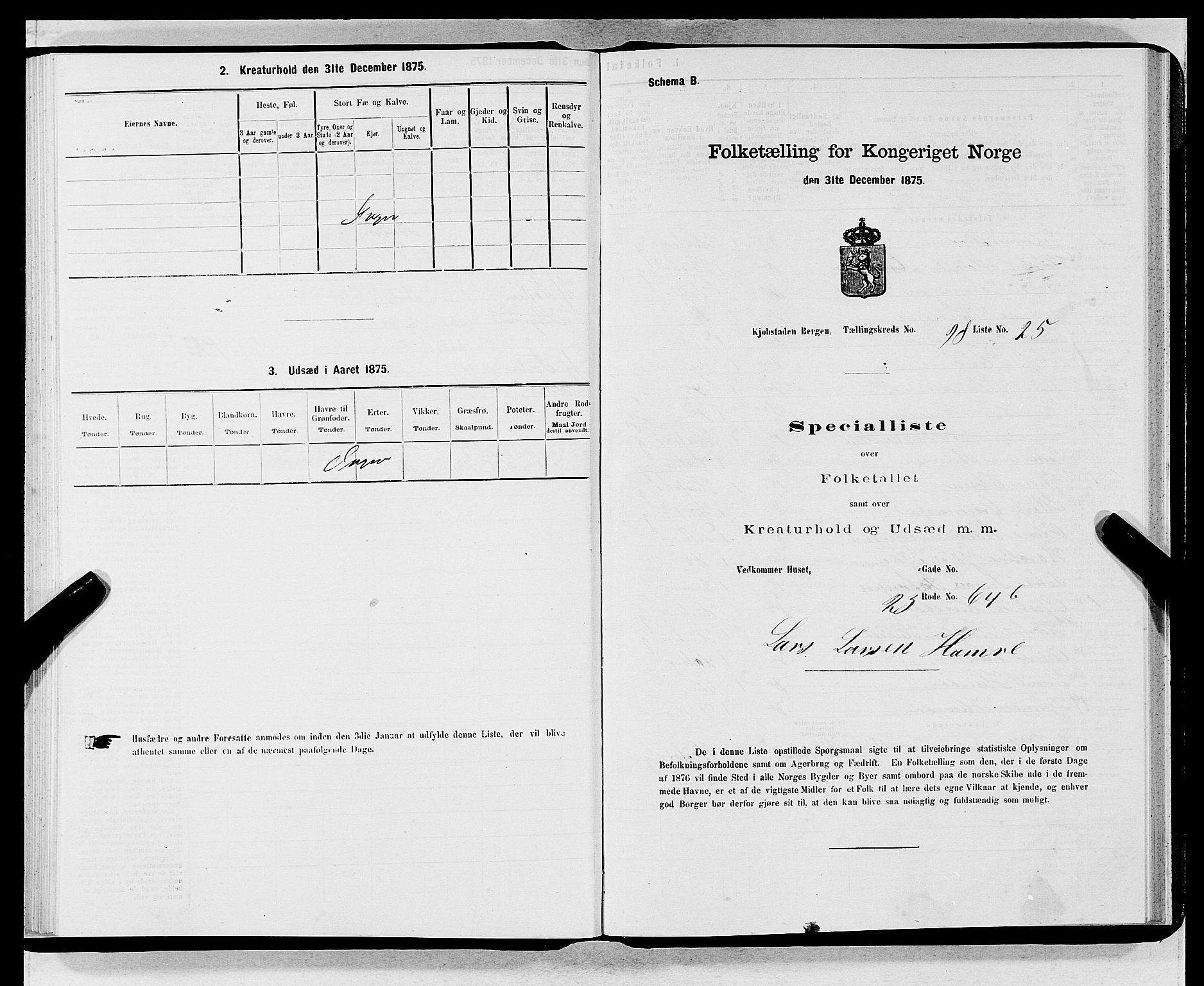 SAB, 1875 census for 1301 Bergen, 1875, p. 5329