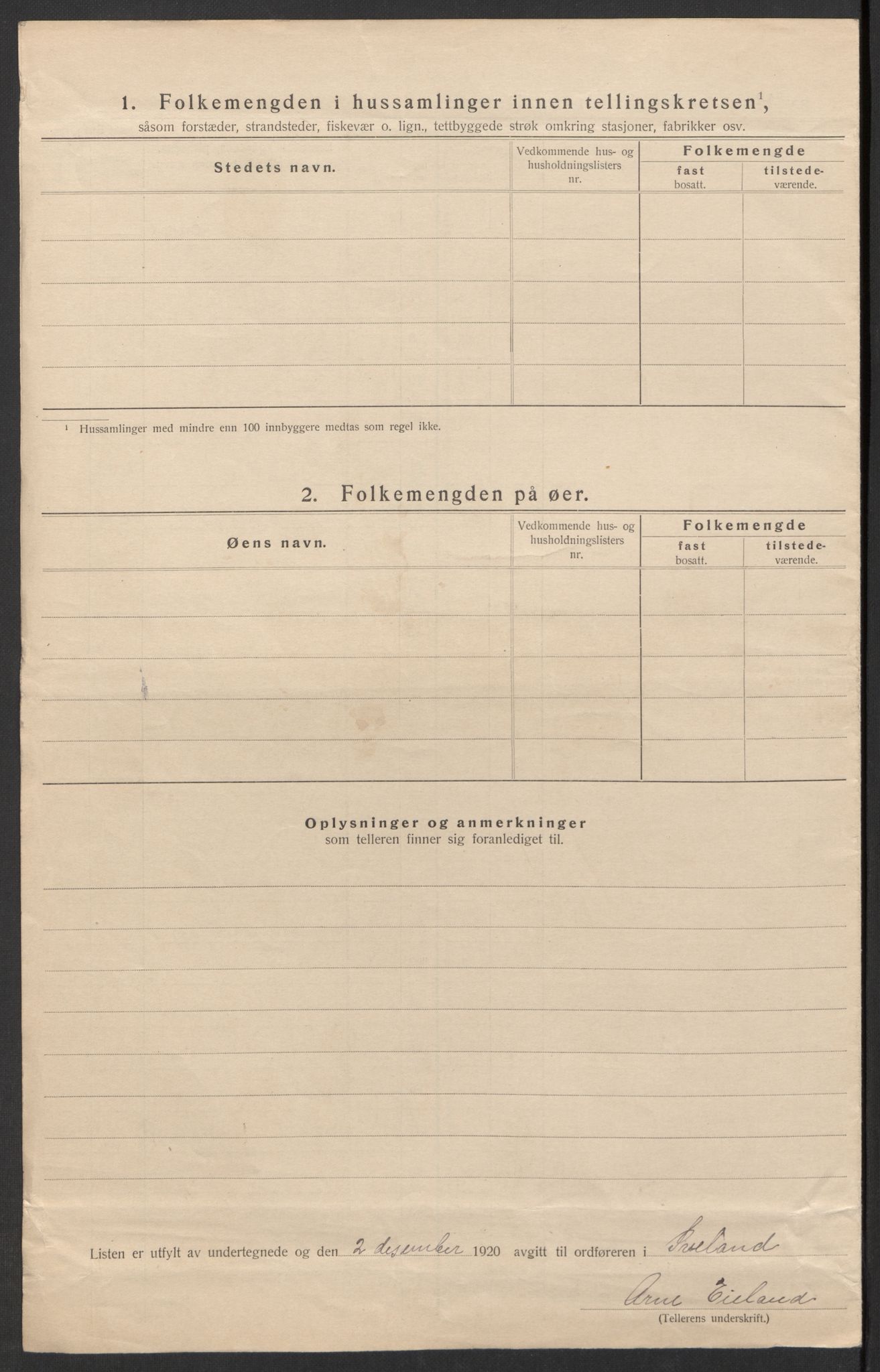 SAK, 1920 census for Iveland, 1920, p. 26