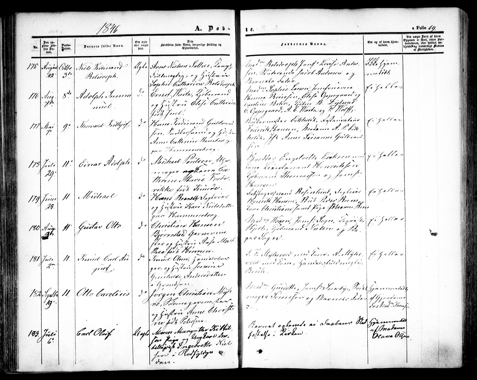 Oslo domkirke Kirkebøker, SAO/A-10752/F/Fa/L0013: Parish register (official) no. 13, 1844-1864, p. 69