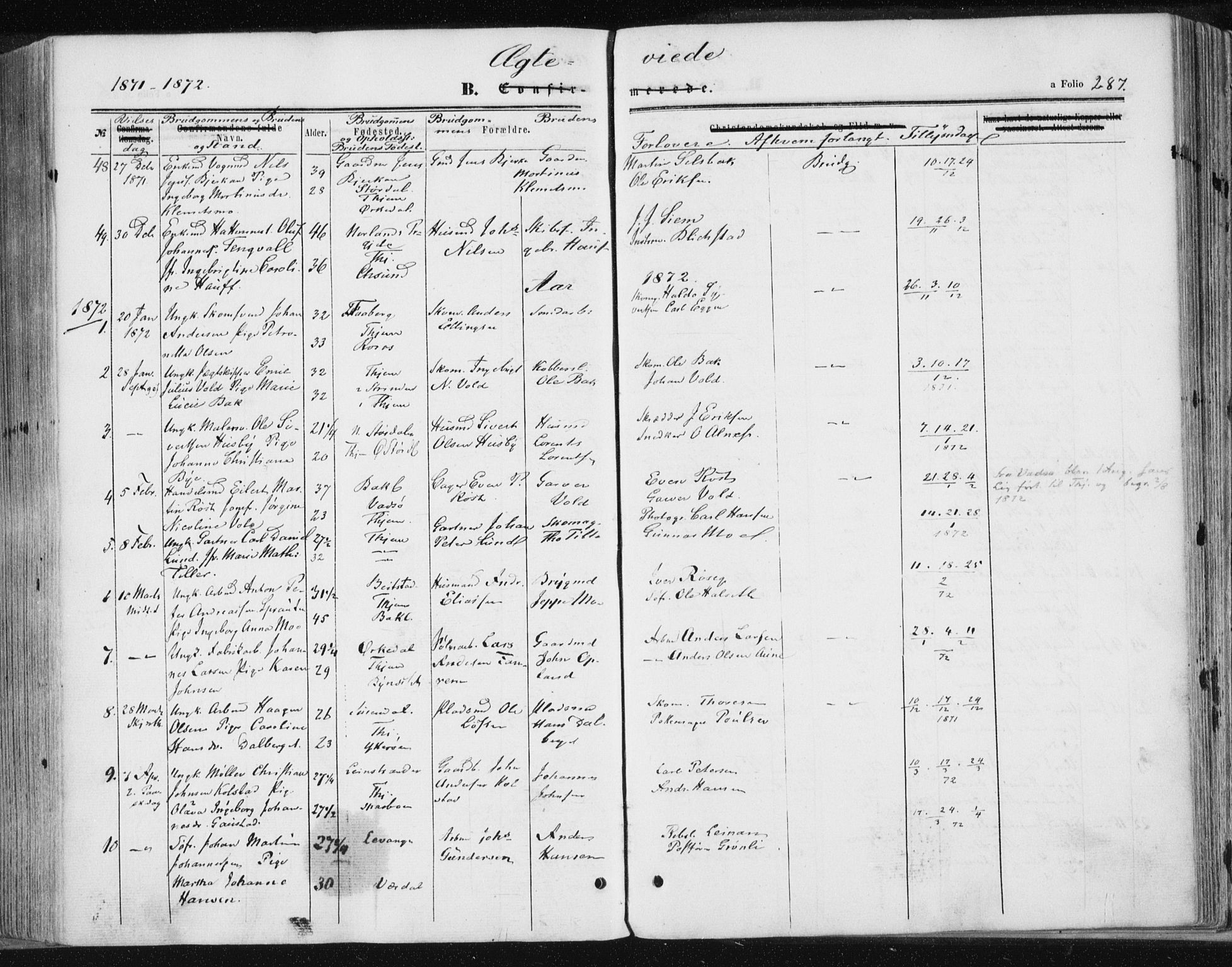 Ministerialprotokoller, klokkerbøker og fødselsregistre - Sør-Trøndelag, SAT/A-1456/602/L0115: Parish register (official) no. 602A13, 1860-1872, p. 287