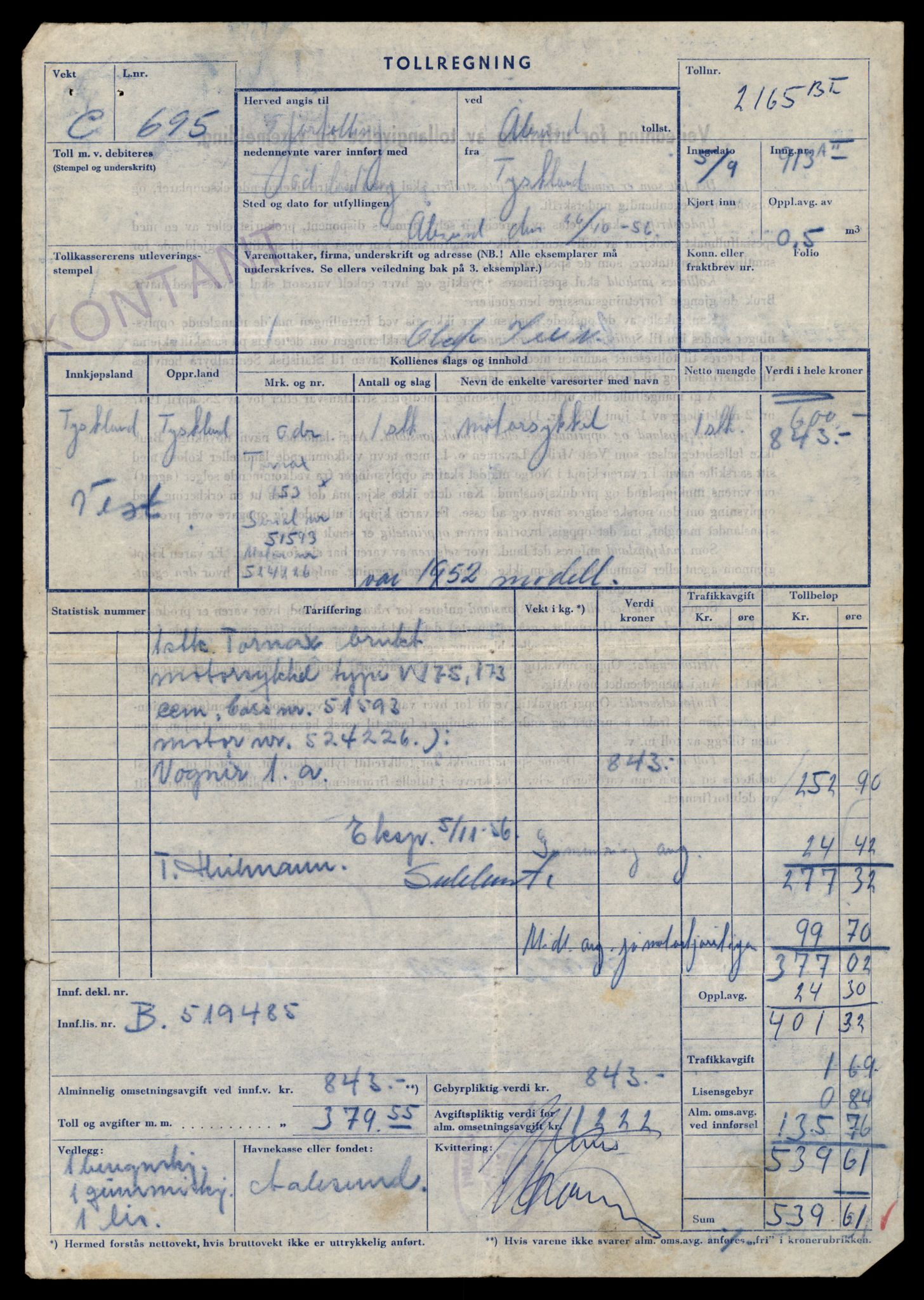 Møre og Romsdal vegkontor - Ålesund trafikkstasjon, AV/SAT-A-4099/F/Fe/L0040: Registreringskort for kjøretøy T 13531 - T 13709, 1927-1998, p. 1093