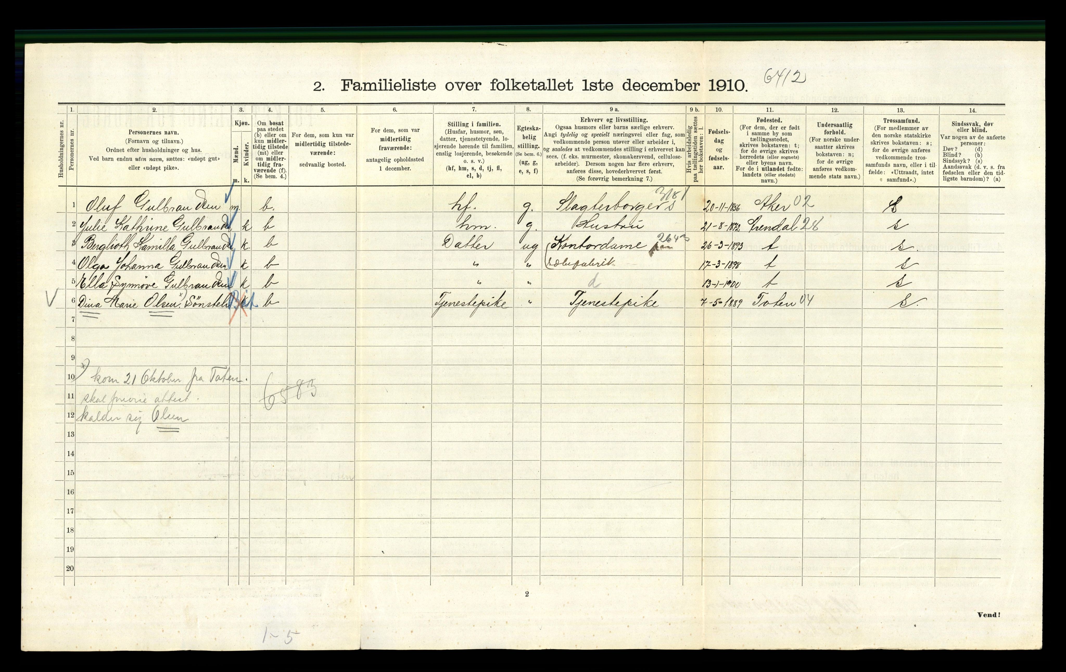 RA, 1910 census for Kristiania, 1910, p. 7646