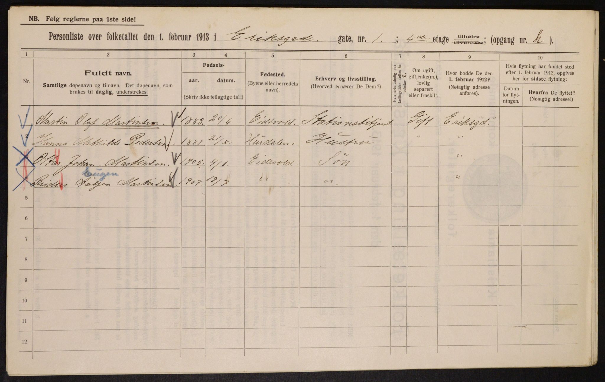 OBA, Municipal Census 1913 for Kristiania, 1913, p. 19644