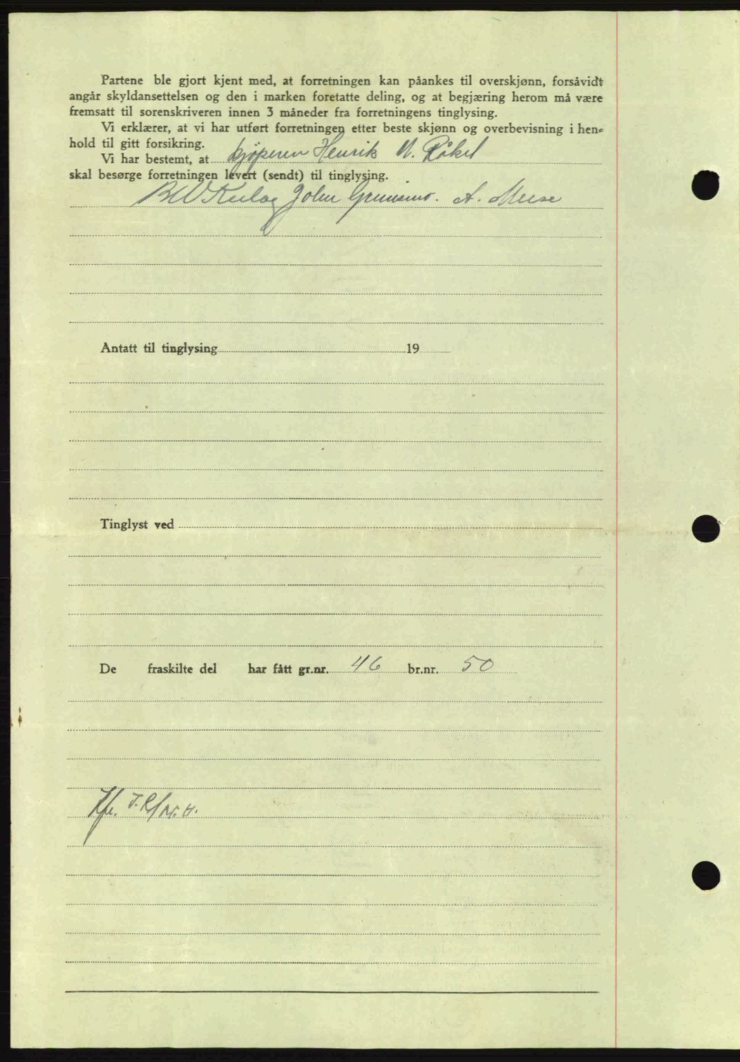 Nordmøre sorenskriveri, AV/SAT-A-4132/1/2/2Ca: Mortgage book no. A98, 1944-1944, Diary no: : 1607/1944