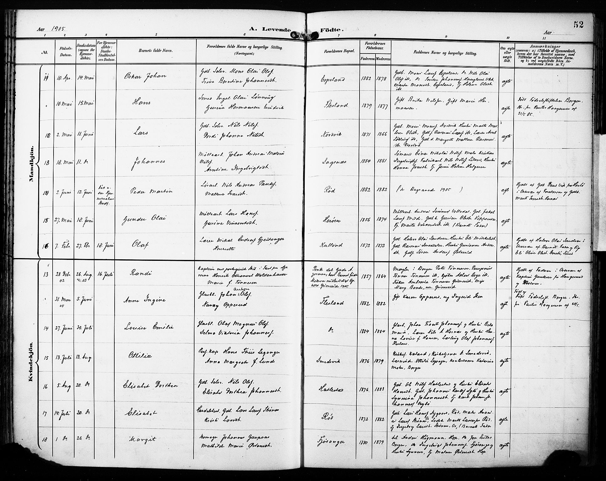 Fana Sokneprestembete, AV/SAB-A-75101/H/Haa/Haab/L0003: Parish register (official) no. B 3, 1898-1907, p. 52