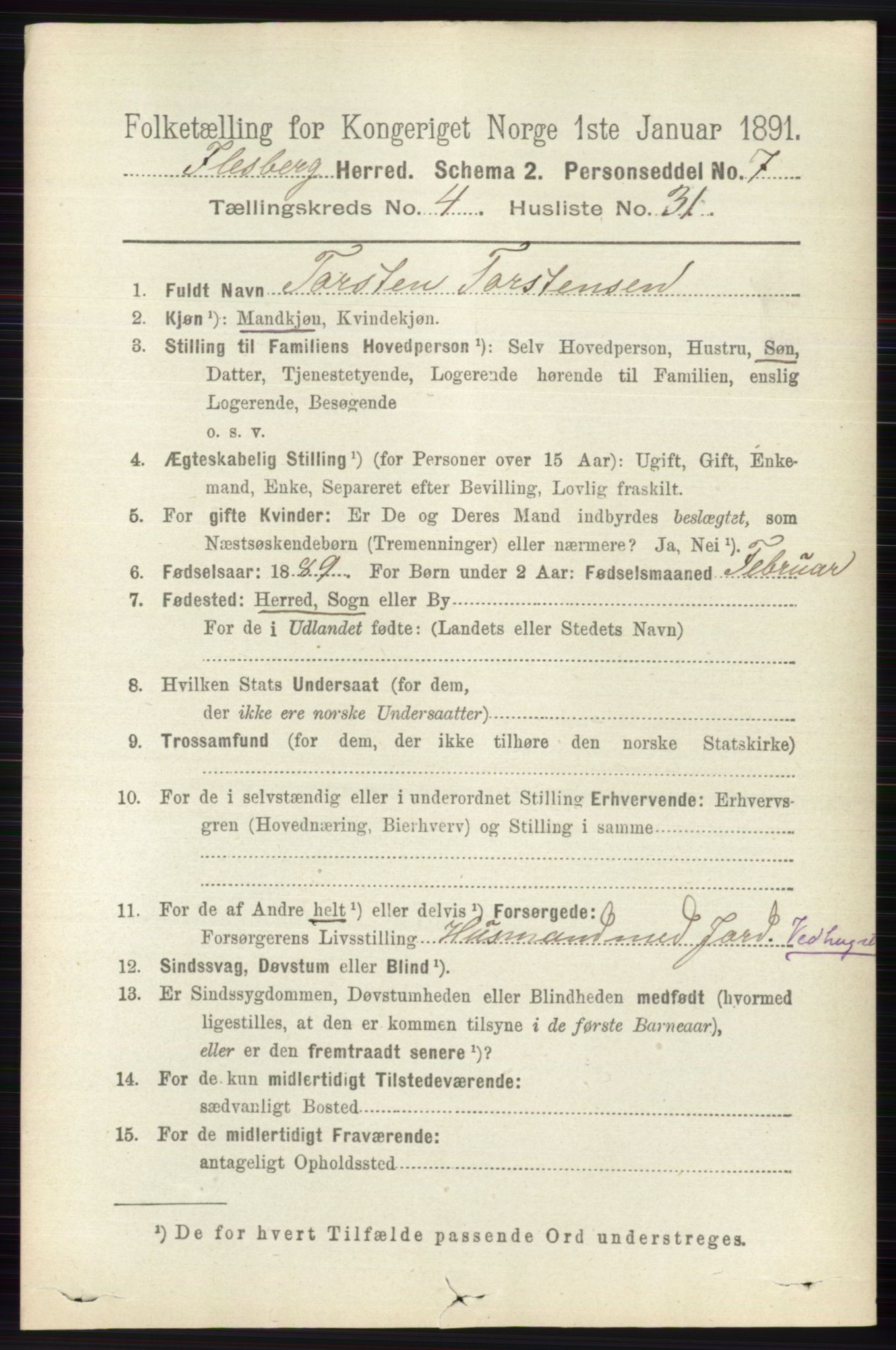 RA, 1891 census for 0631 Flesberg, 1891, p. 680