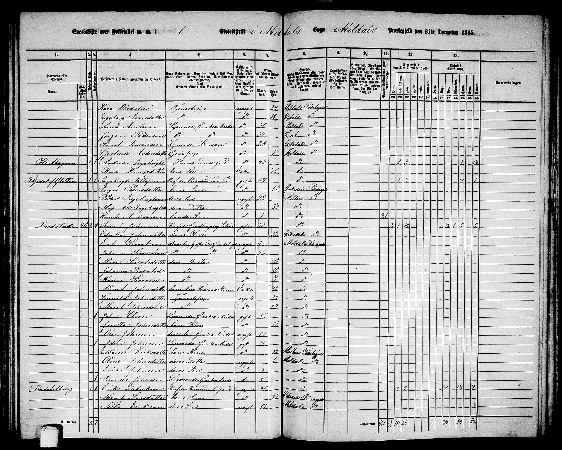 RA, 1865 census for Meldal, 1865, p. 135